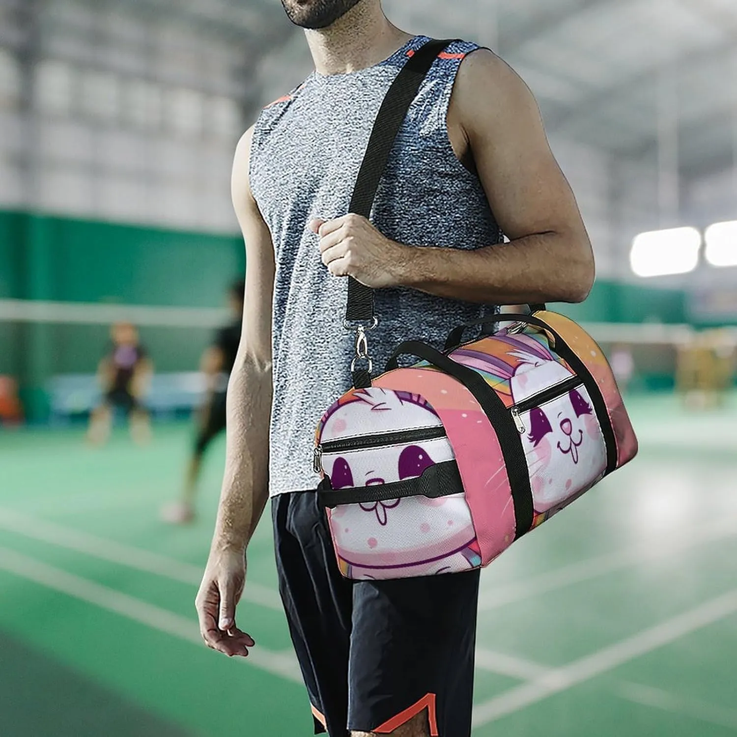 Gym Bags Small Chubby Rabbit Duffel Bag Overnight Bag with Shoe Compartment Carryon Bag for Men Women