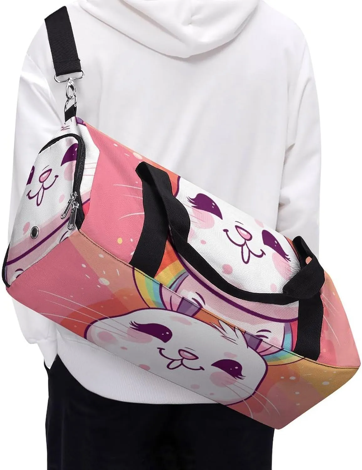 Gym Bags Small Chubby Rabbit Duffel Bag Overnight Bag with Shoe Compartment Carryon Bag for Men Women