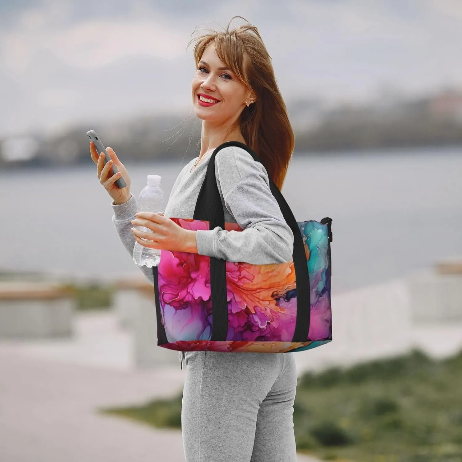 Gym Bags Small Colorful Watercolor Painting Duffel Bag Overnight Bag with Shoe Compartment Carryon Bag for Men Women