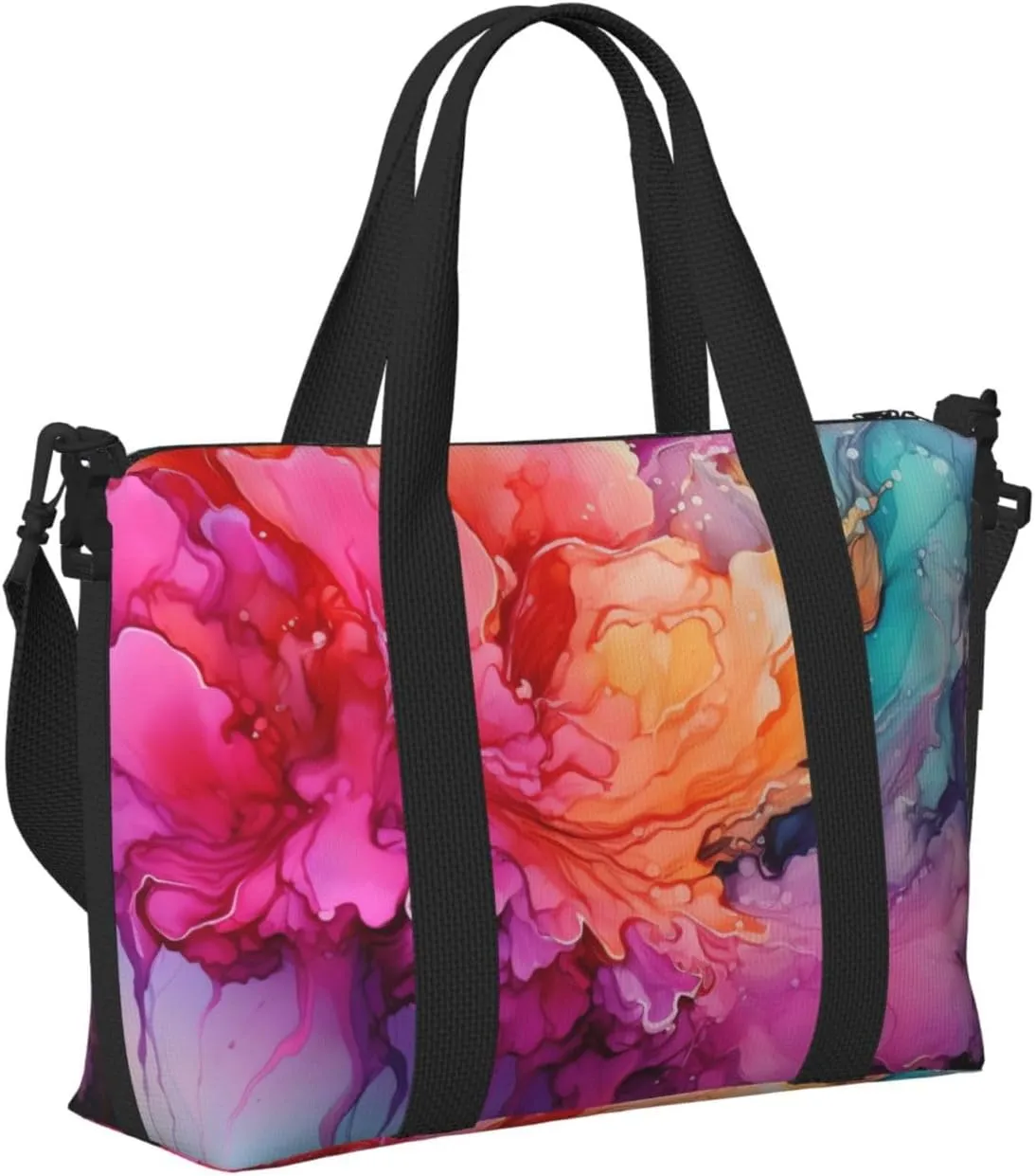 Gym Bags Small Colorful Watercolor Painting Duffel Bag Overnight Bag with Shoe Compartment Carryon Bag for Men Women
