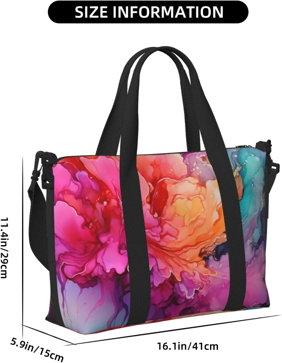 Gym Bags Small Colorful Watercolor Painting Duffel Bag Overnight Bag with Shoe Compartment Carryon Bag for Men Women
