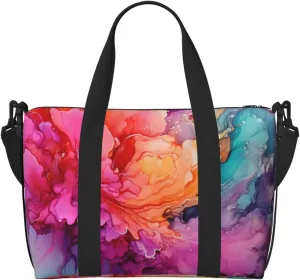 Gym Bags Small Colorful Watercolor Painting Duffel Bag Overnight Bag with Shoe Compartment Carryon Bag for Men Women