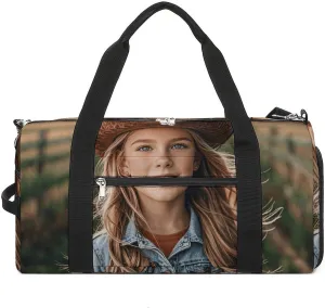 Gym Bags Small Cowgirl Boots Hat in Farms Duffel Bag Overnight Bag with Shoe Compartment Carryon Bag for Men Women