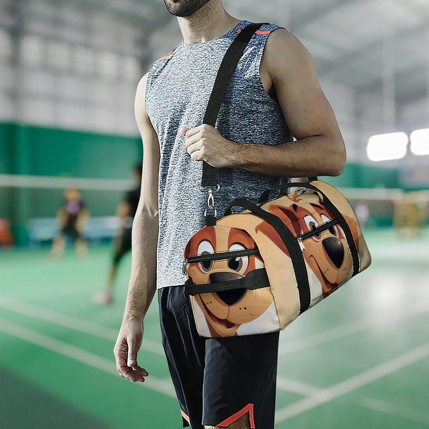 Gym Bags Small Cute Cartoon Dog Duffel Bag Overnight Bag with Shoe Compartment Carryon Bag for Men Women