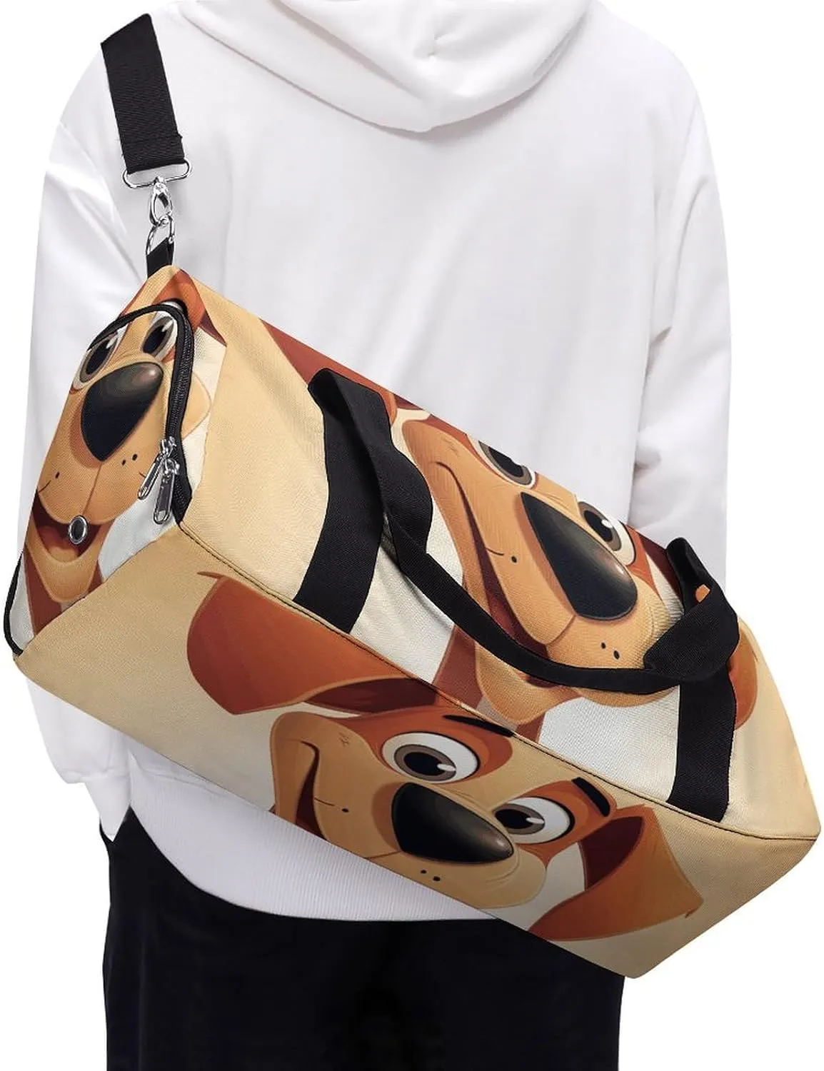 Gym Bags Small Cute Cartoon Dog Duffel Bag Overnight Bag with Shoe Compartment Carryon Bag for Men Women