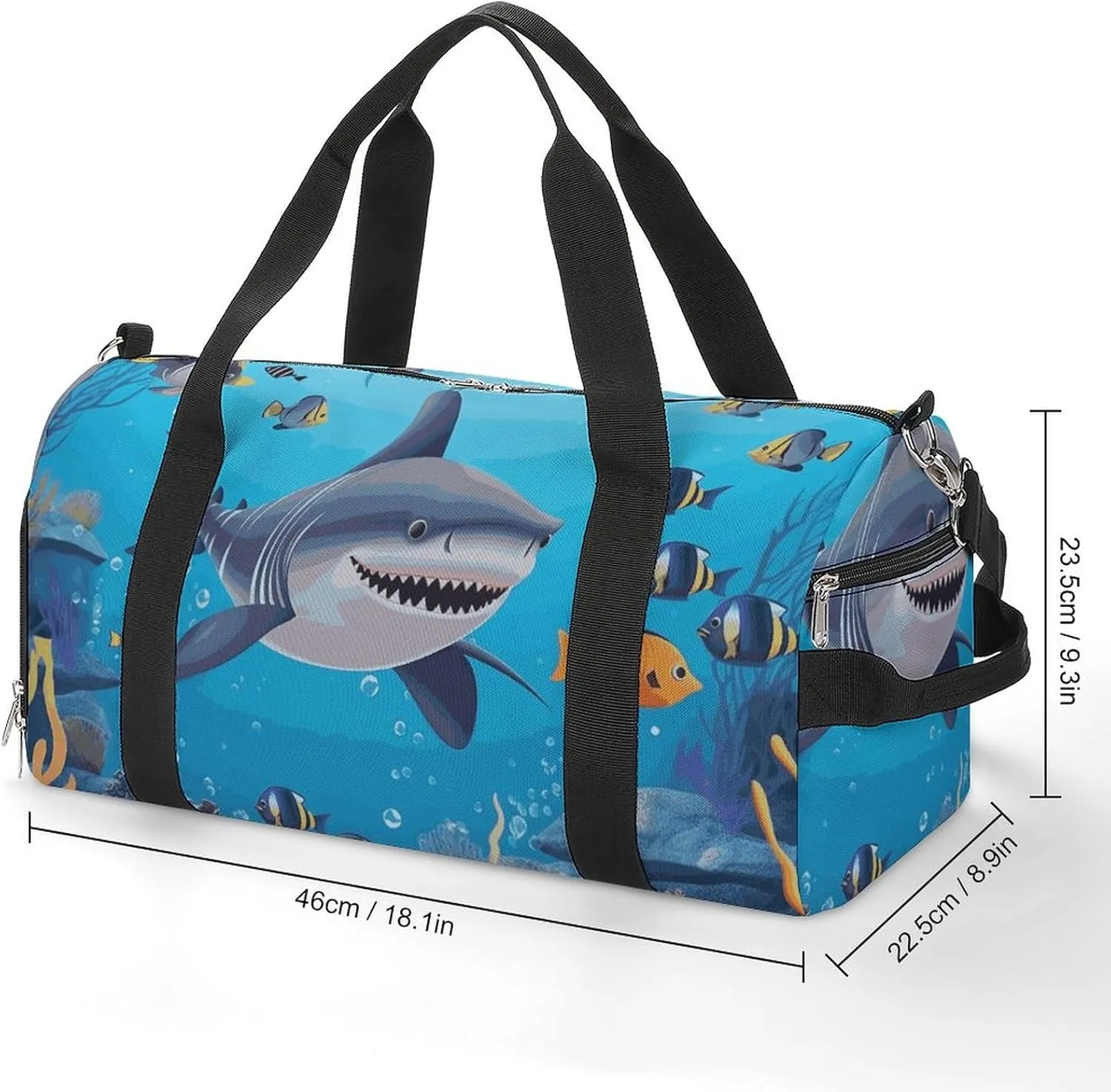 Gym Bags Small Fish Ocean Theme Duffel Bag Overnight Bag with Shoe Compartment Carryon Bag for Men Women