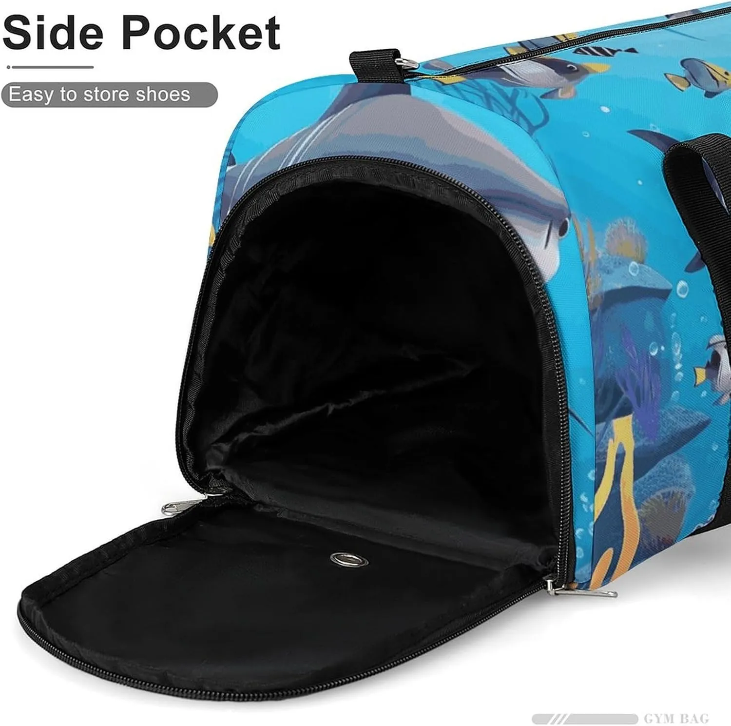 Gym Bags Small Fish Ocean Theme Duffel Bag Overnight Bag with Shoe Compartment Carryon Bag for Men Women