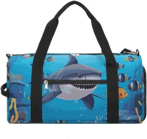 Gym Bags Small Fish Ocean Theme Duffel Bag Overnight Bag with Shoe Compartment Carryon Bag for Men Women