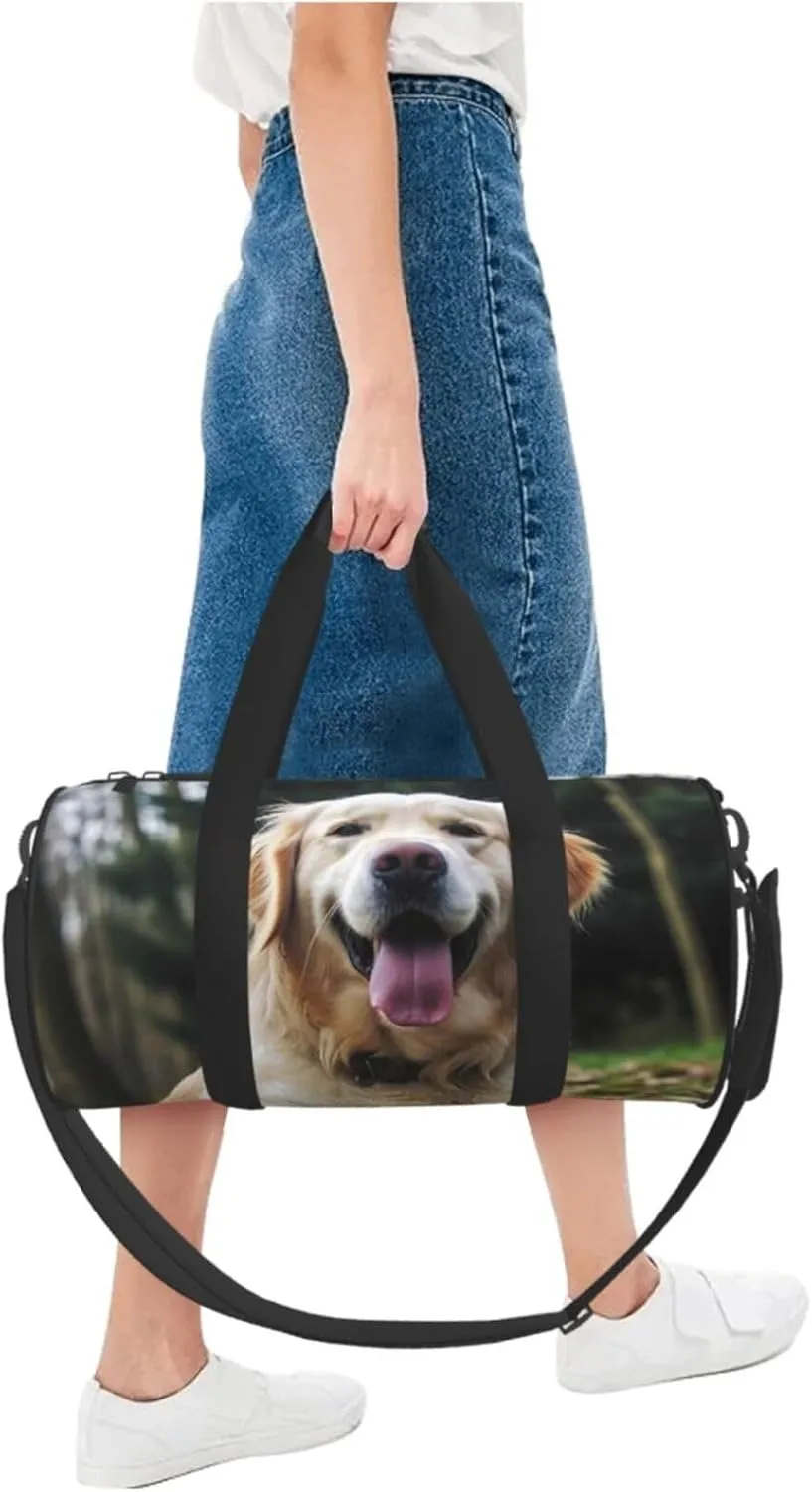 Gym Bags Small Funny Golden Retriever Duffel Bag Overnight Bag with Shoe Compartment Carryon Bag for Men Women