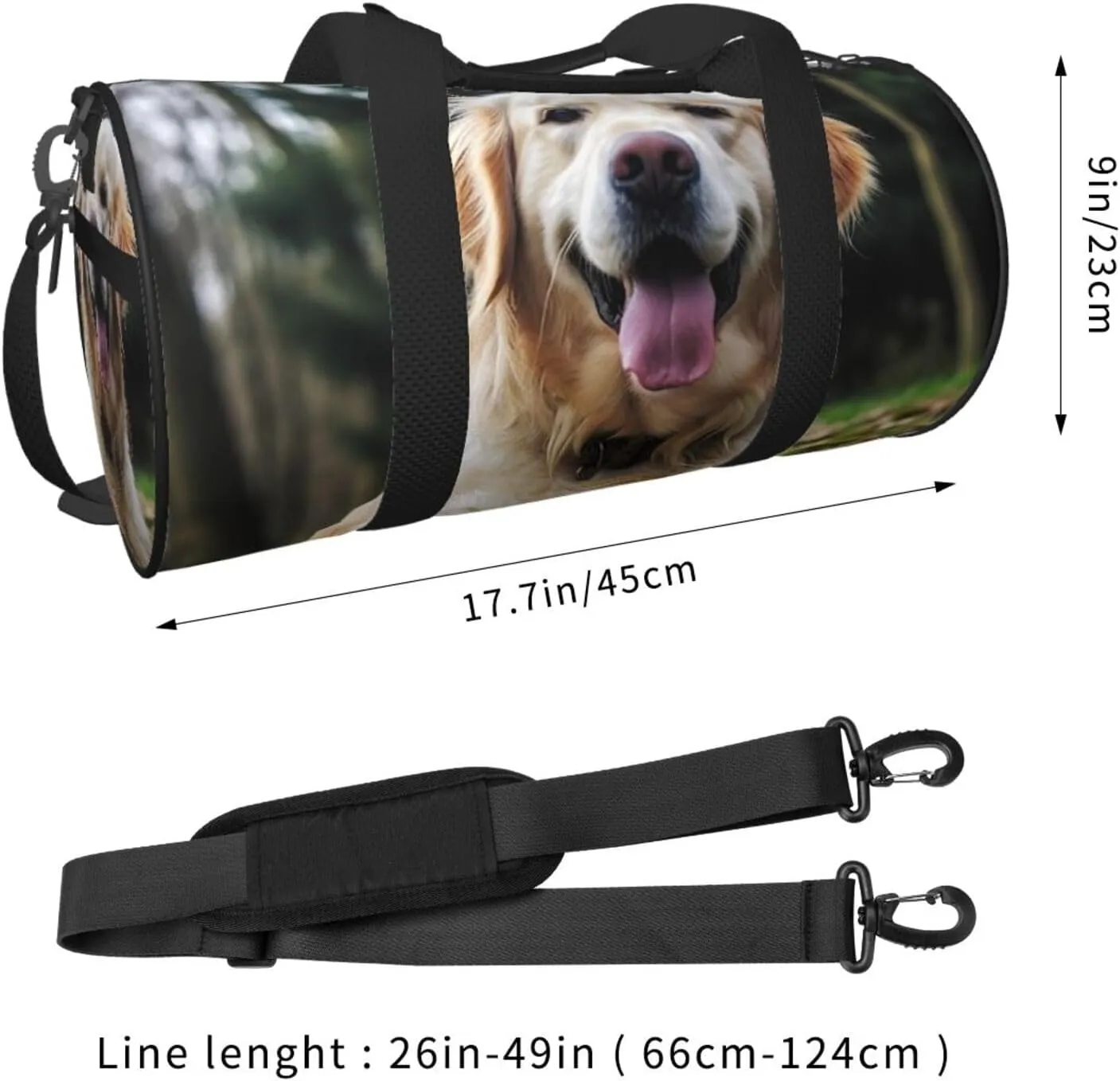 Gym Bags Small Funny Golden Retriever Duffel Bag Overnight Bag with Shoe Compartment Carryon Bag for Men Women