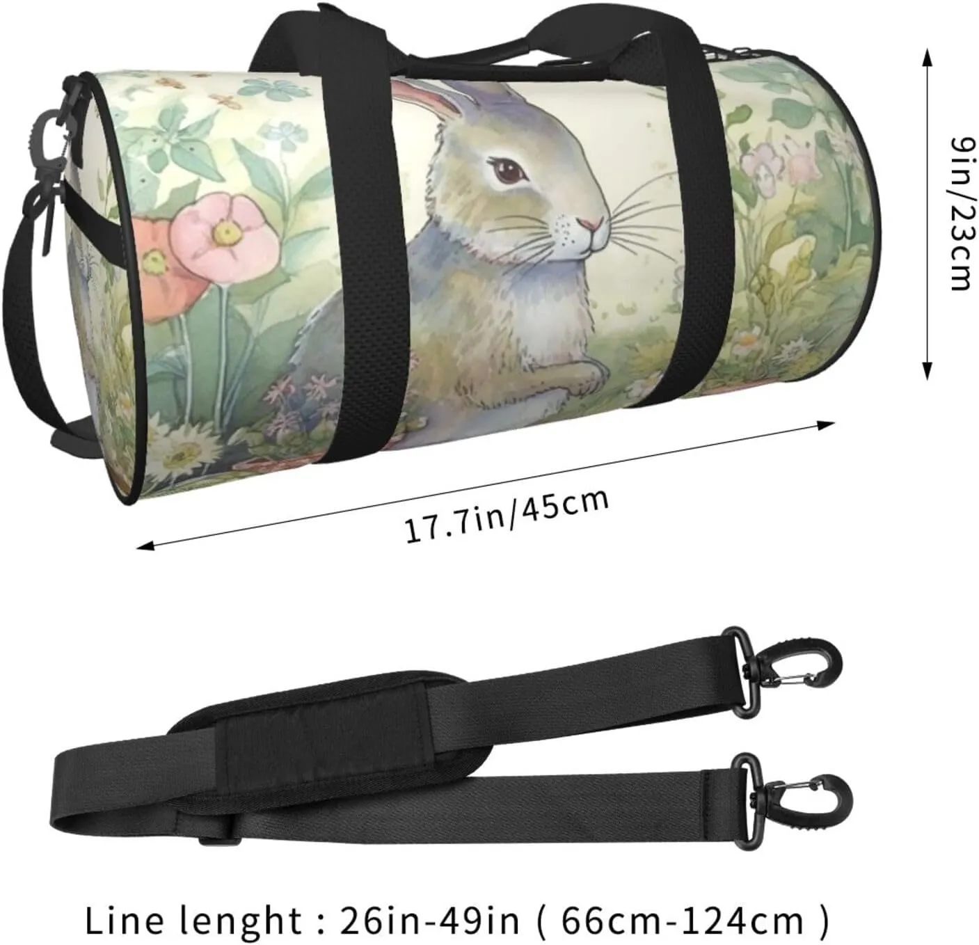 Gym Bags Small Garden Bunny Duffel Bag Overnight Bag with Shoe Compartment Carryon Bag for Men Women