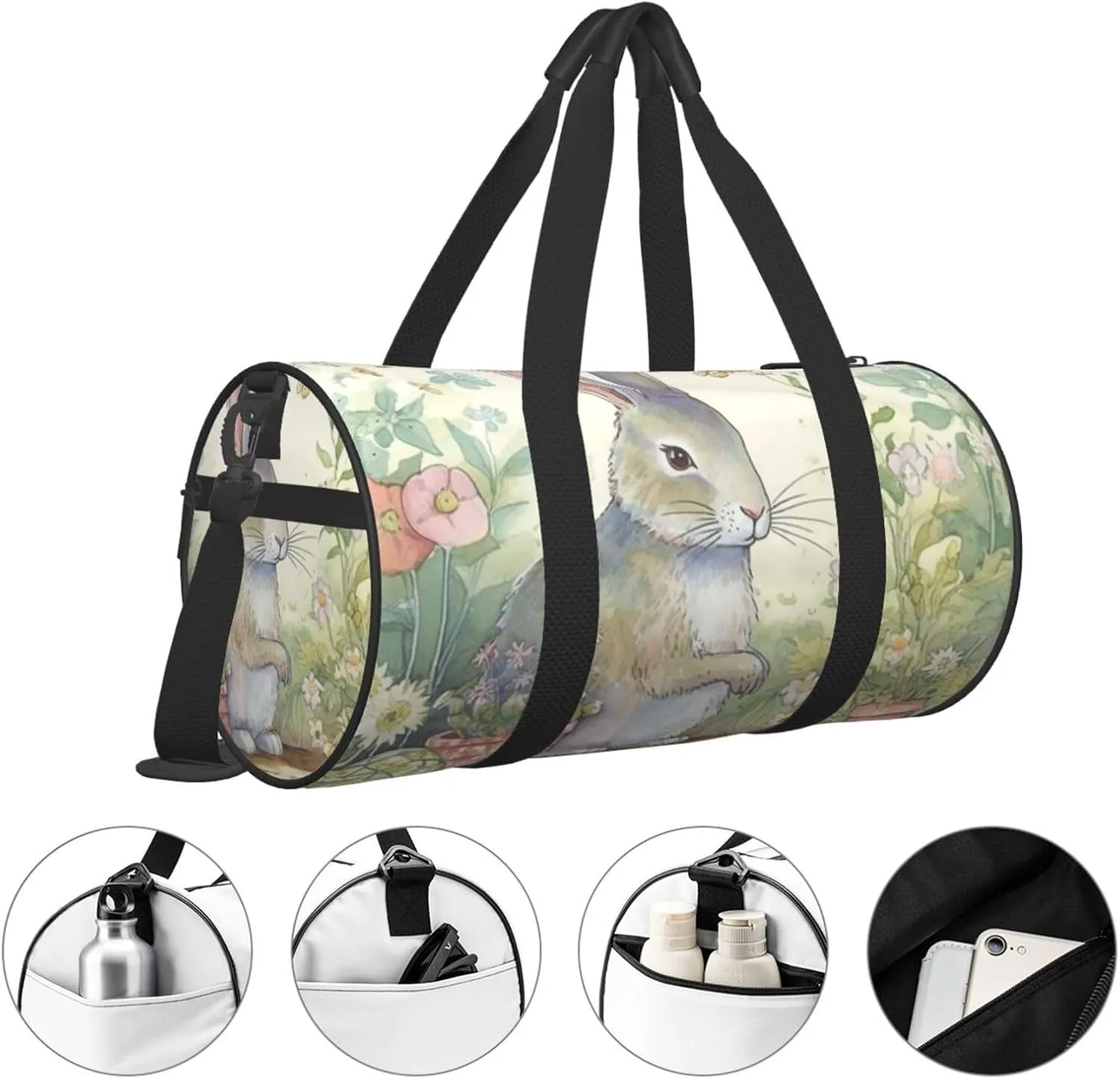 Gym Bags Small Garden Bunny Duffel Bag Overnight Bag with Shoe Compartment Carryon Bag for Men Women