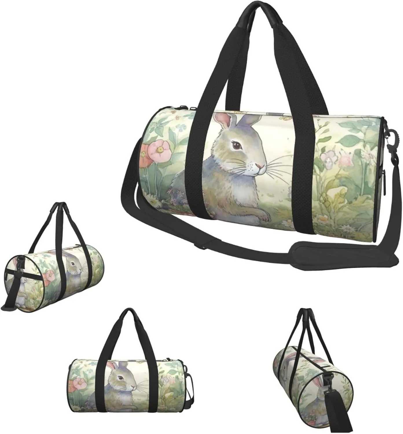 Gym Bags Small Garden Bunny Duffel Bag Overnight Bag with Shoe Compartment Carryon Bag for Men Women
