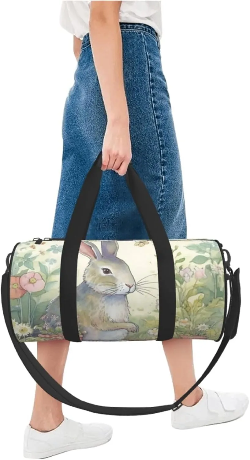 Gym Bags Small Garden Bunny Duffel Bag Overnight Bag with Shoe Compartment Carryon Bag for Men Women