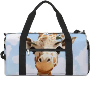 Gym Bags Small Giraffes And Flowers Duffel Bag Overnight Bag with Shoe Compartment Carryon Bag for Men Women