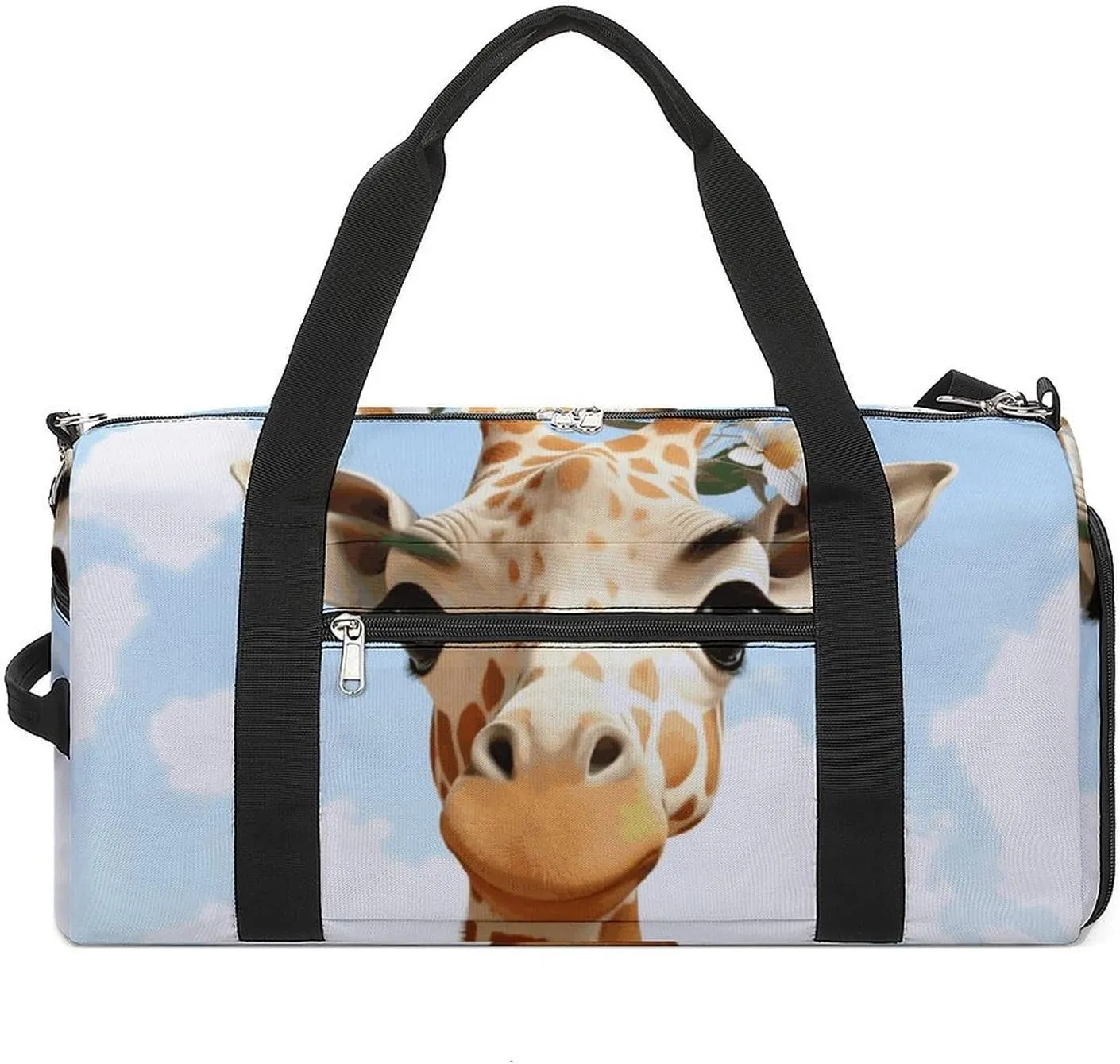 Gym Bags Small Giraffes And Flowers Duffel Bag Overnight Bag with Shoe Compartment Carryon Bag for Men Women
