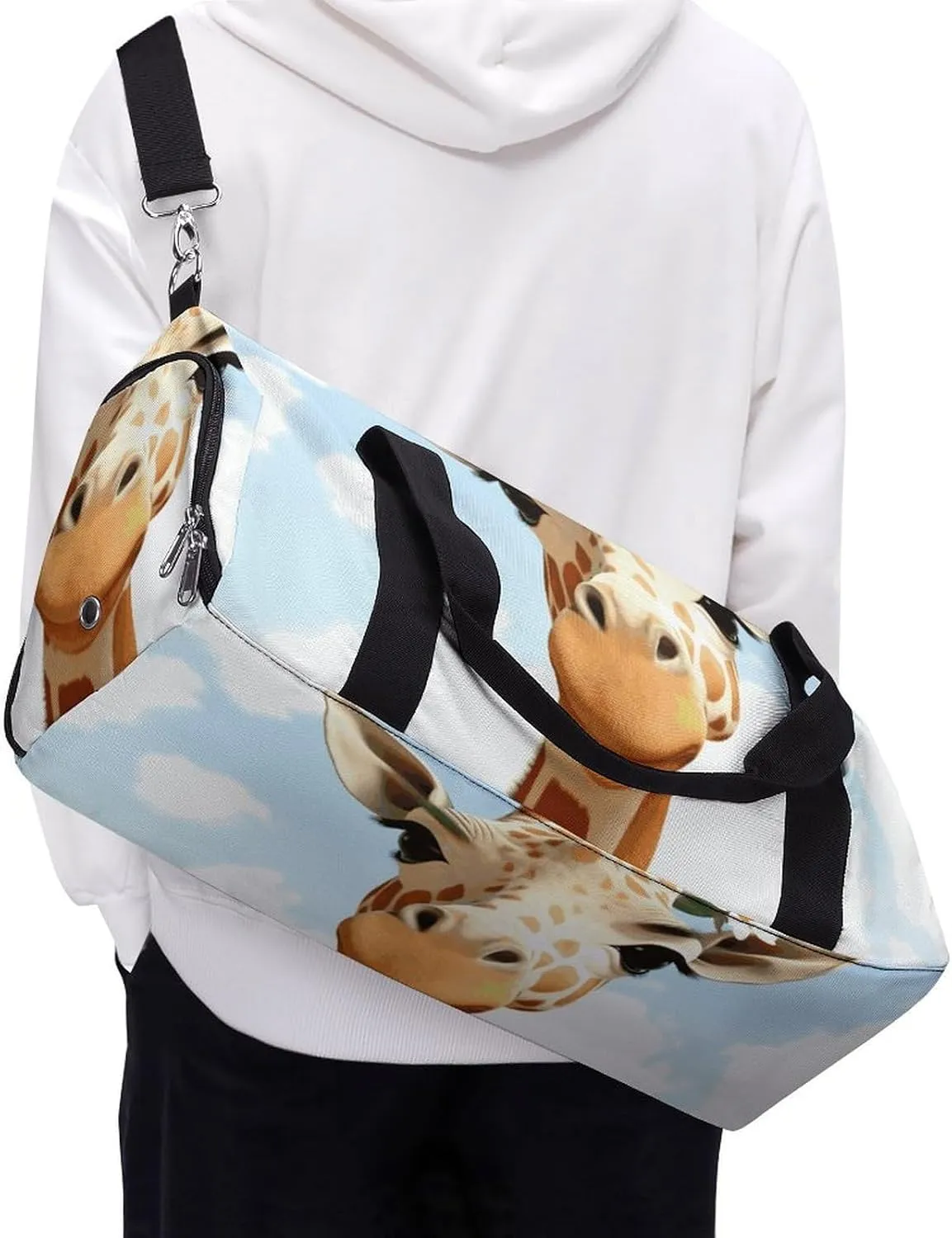 Gym Bags Small Giraffes And Flowers Duffel Bag Overnight Bag with Shoe Compartment Carryon Bag for Men Women