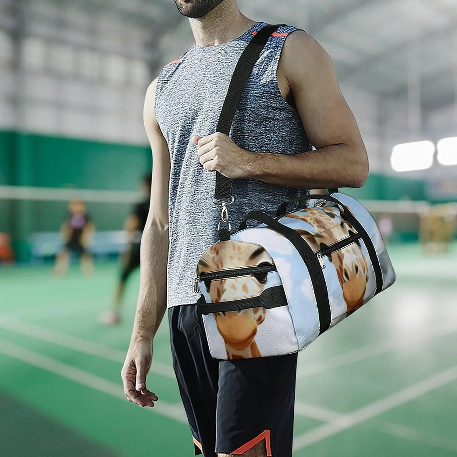 Gym Bags Small Giraffes And Flowers Duffel Bag Overnight Bag with Shoe Compartment Carryon Bag for Men Women