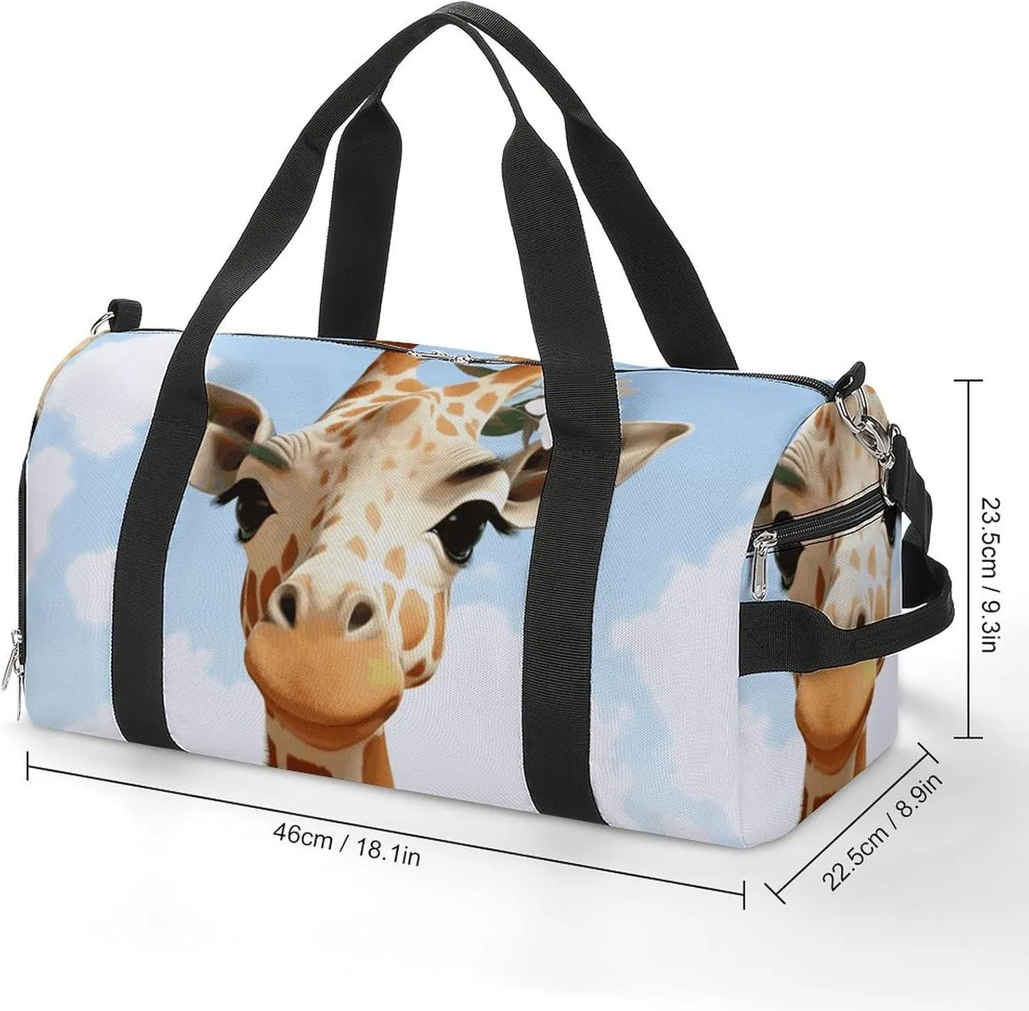 Gym Bags Small Giraffes And Flowers Duffel Bag Overnight Bag with Shoe Compartment Carryon Bag for Men Women