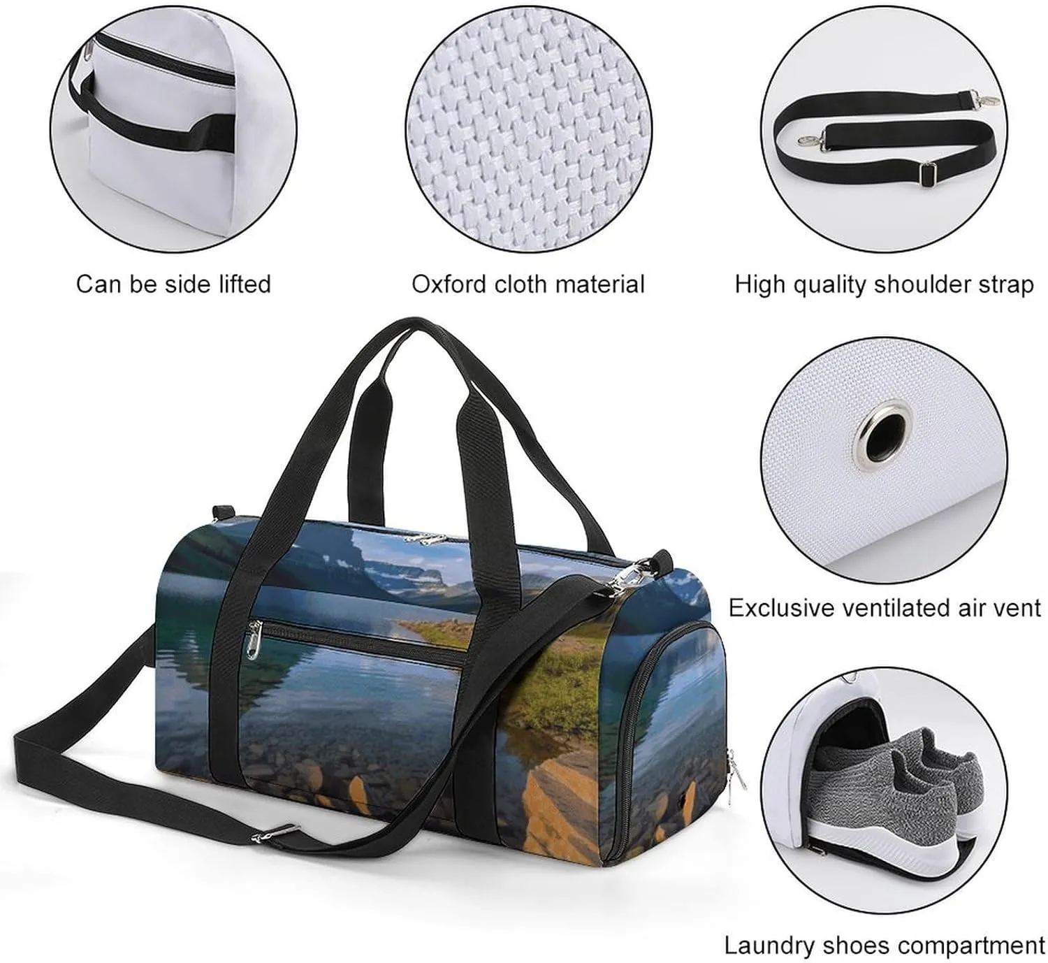 Gym Bags Small Glacier National Park Duffel Bag Overnight Bag with Shoe Compartment Carryon Bag for Men Women