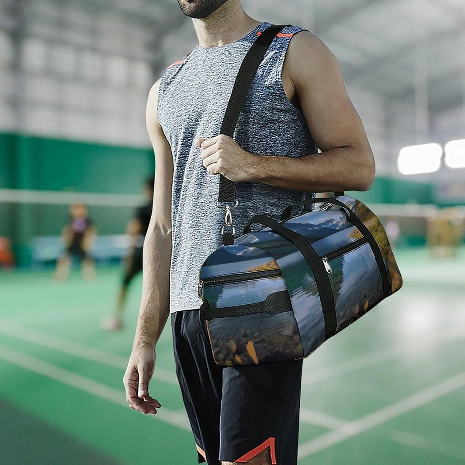 Gym Bags Small Glacier National Park Duffel Bag Overnight Bag with Shoe Compartment Carryon Bag for Men Women