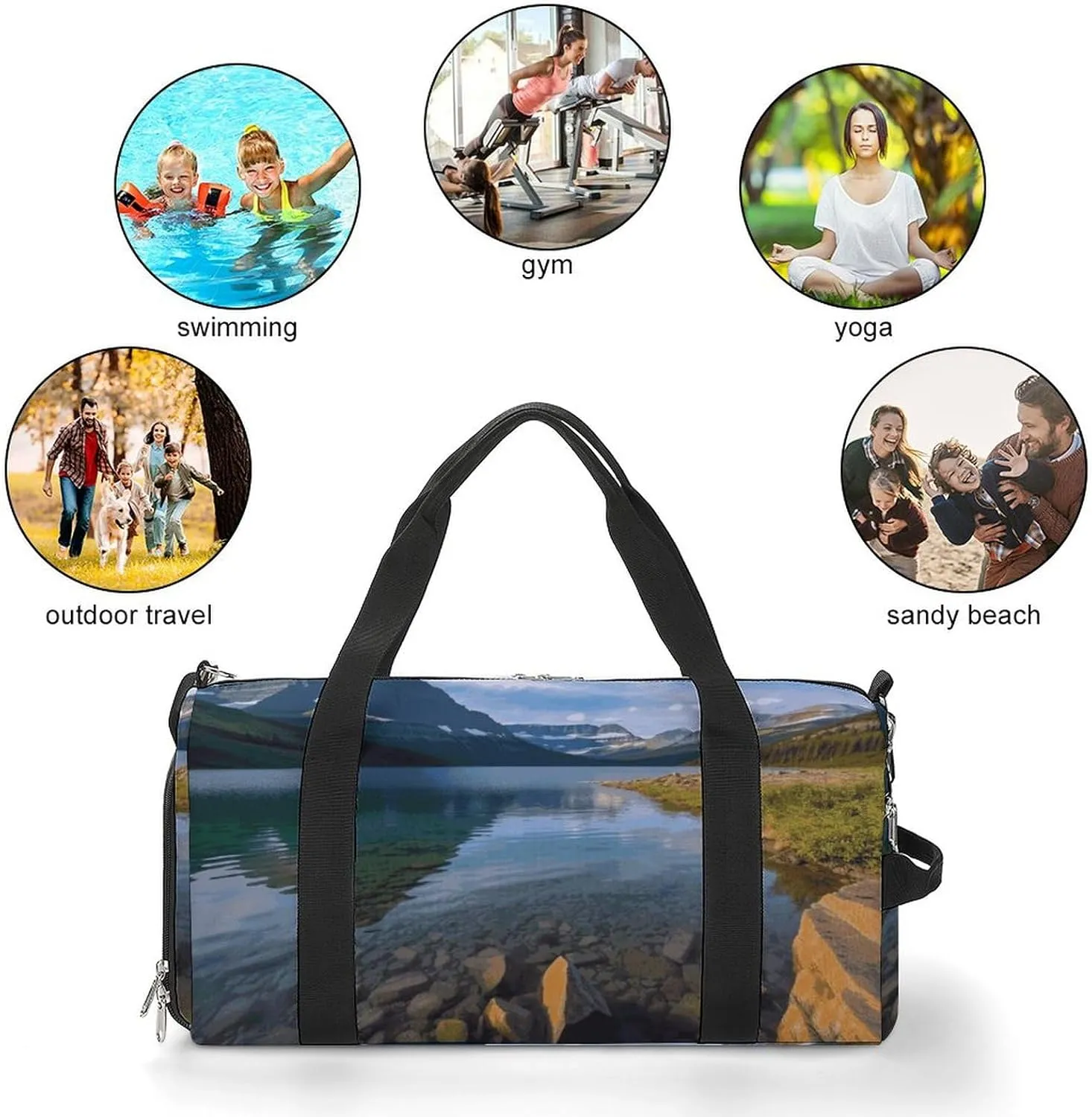 Gym Bags Small Glacier National Park Duffel Bag Overnight Bag with Shoe Compartment Carryon Bag for Men Women