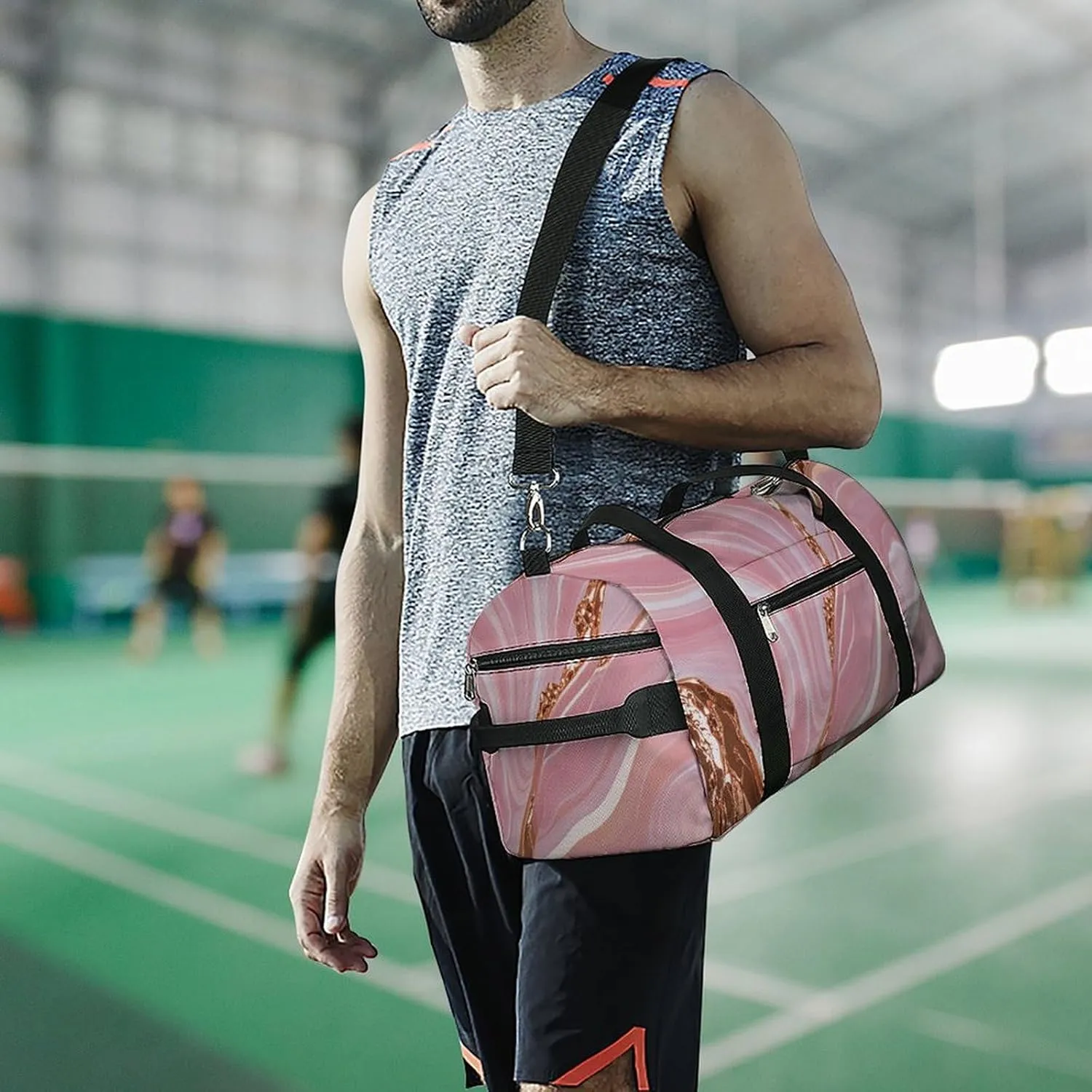 Gym Bags Small Gold Marble Duffel Bag Overnight Bag with Shoe Compartment Carryon Bag for Men Women