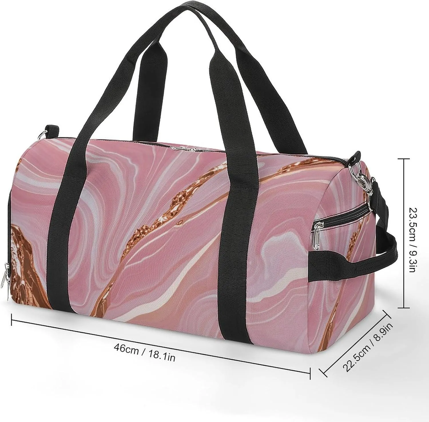 Gym Bags Small Gold Marble Duffel Bag Overnight Bag with Shoe Compartment Carryon Bag for Men Women