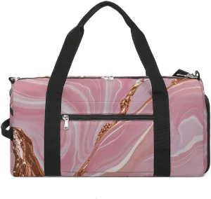 Gym Bags Small Gold Marble Duffel Bag Overnight Bag with Shoe Compartment Carryon Bag for Men Women