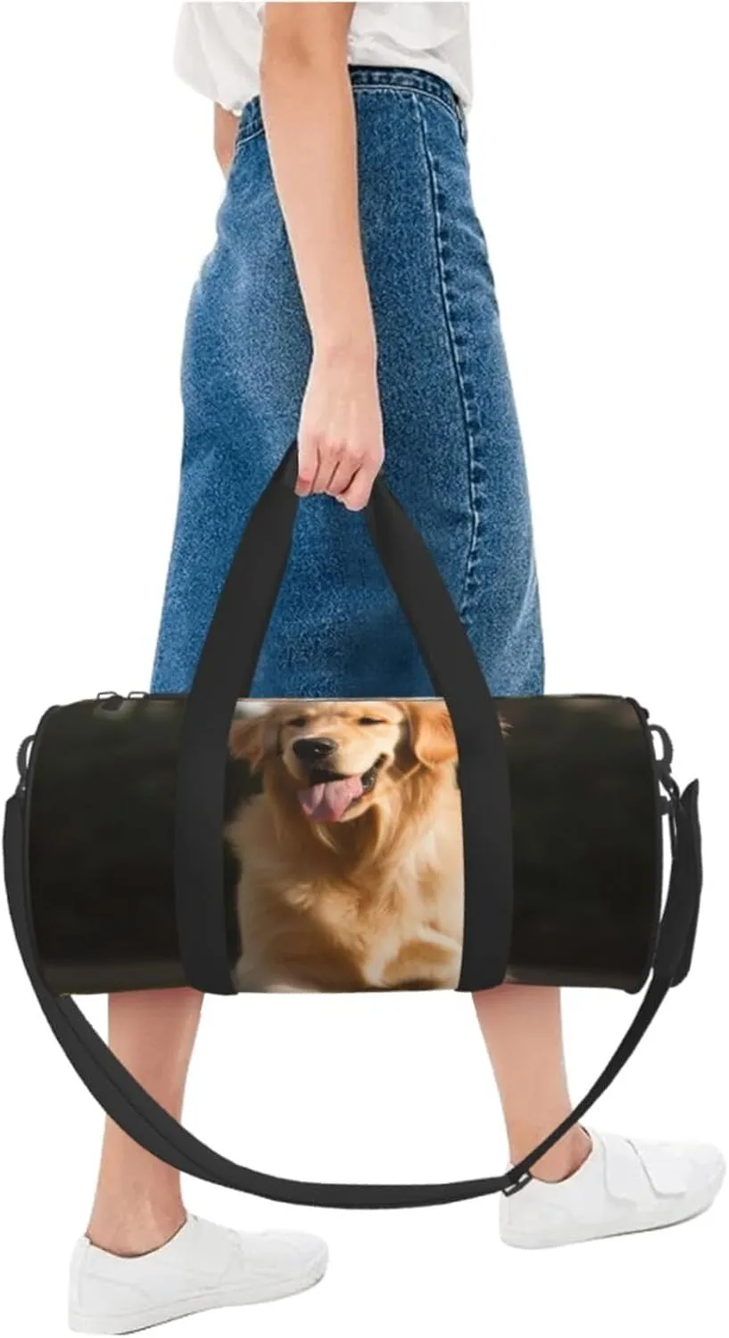 Gym Bags Small Golden Retriever Dog Duffel Bag Overnight Bag with Shoe Compartment Carryon Bag for Men Women