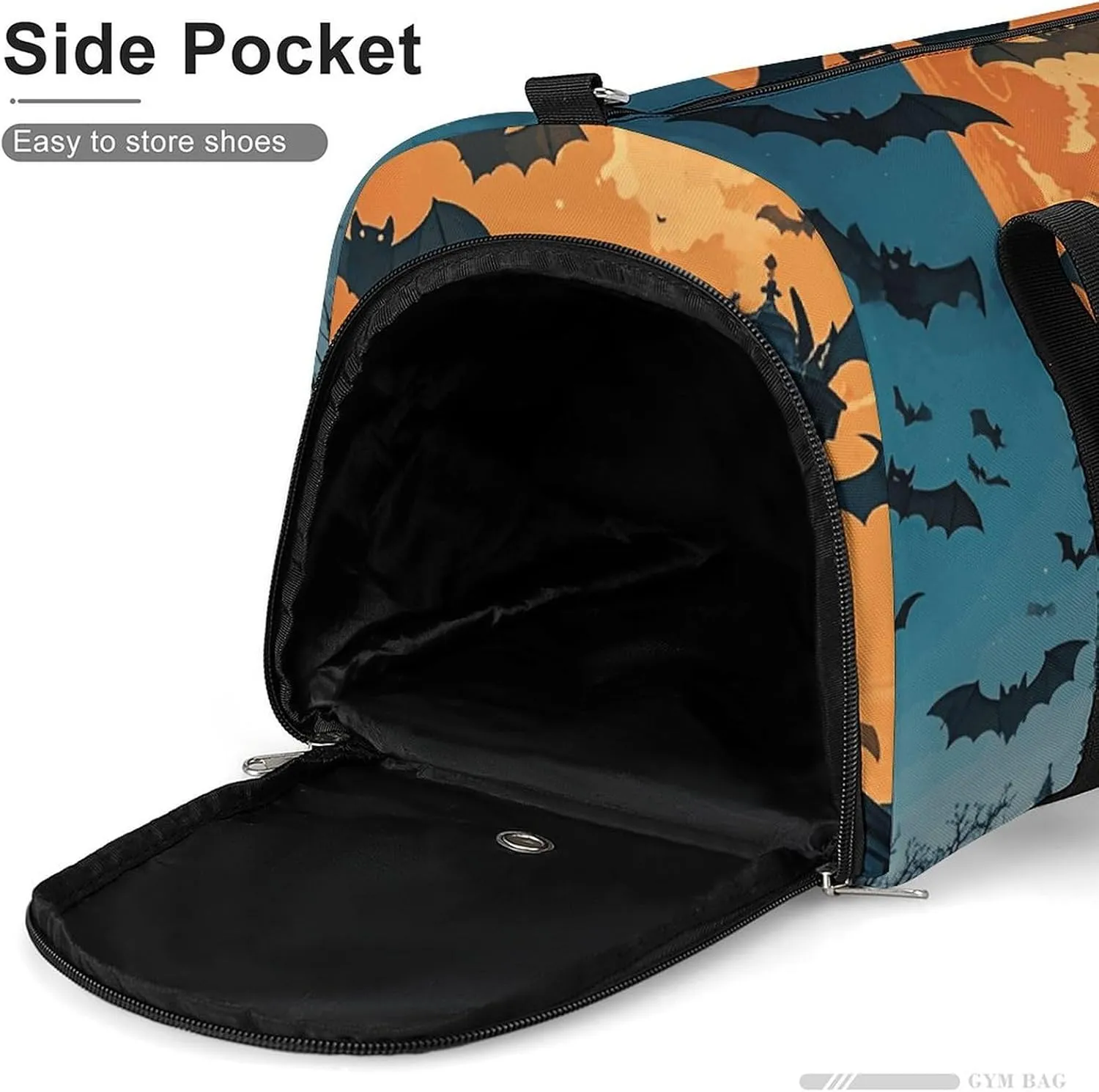 Gym Bags Small Halloween Flying Bats Duffel Bag Overnight Bag with Shoe Compartment Carryon Bag for Men Women