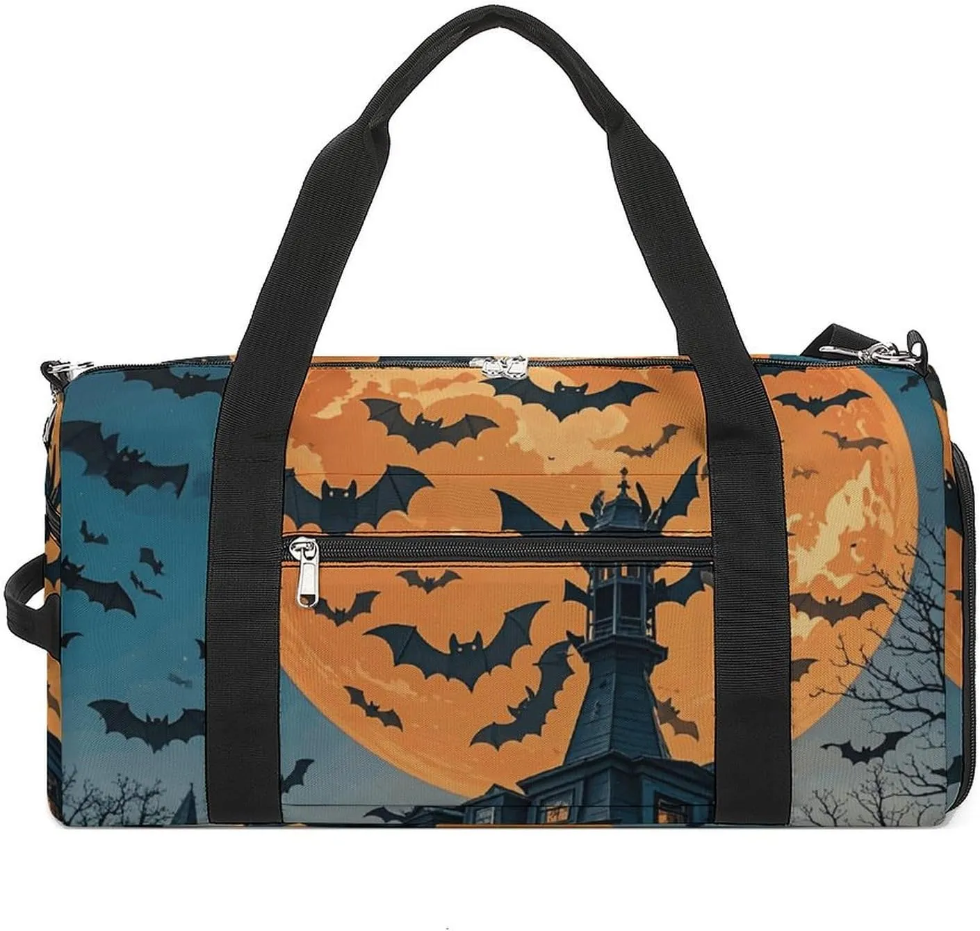 Gym Bags Small Halloween Flying Bats Duffel Bag Overnight Bag with Shoe Compartment Carryon Bag for Men Women