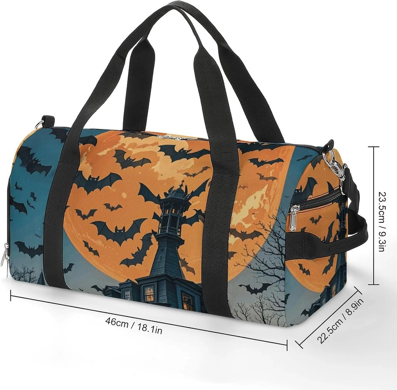 Gym Bags Small Halloween Flying Bats Duffel Bag Overnight Bag with Shoe Compartment Carryon Bag for Men Women