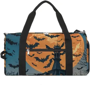 Gym Bags Small Halloween Flying Bats Duffel Bag Overnight Bag with Shoe Compartment Carryon Bag for Men Women