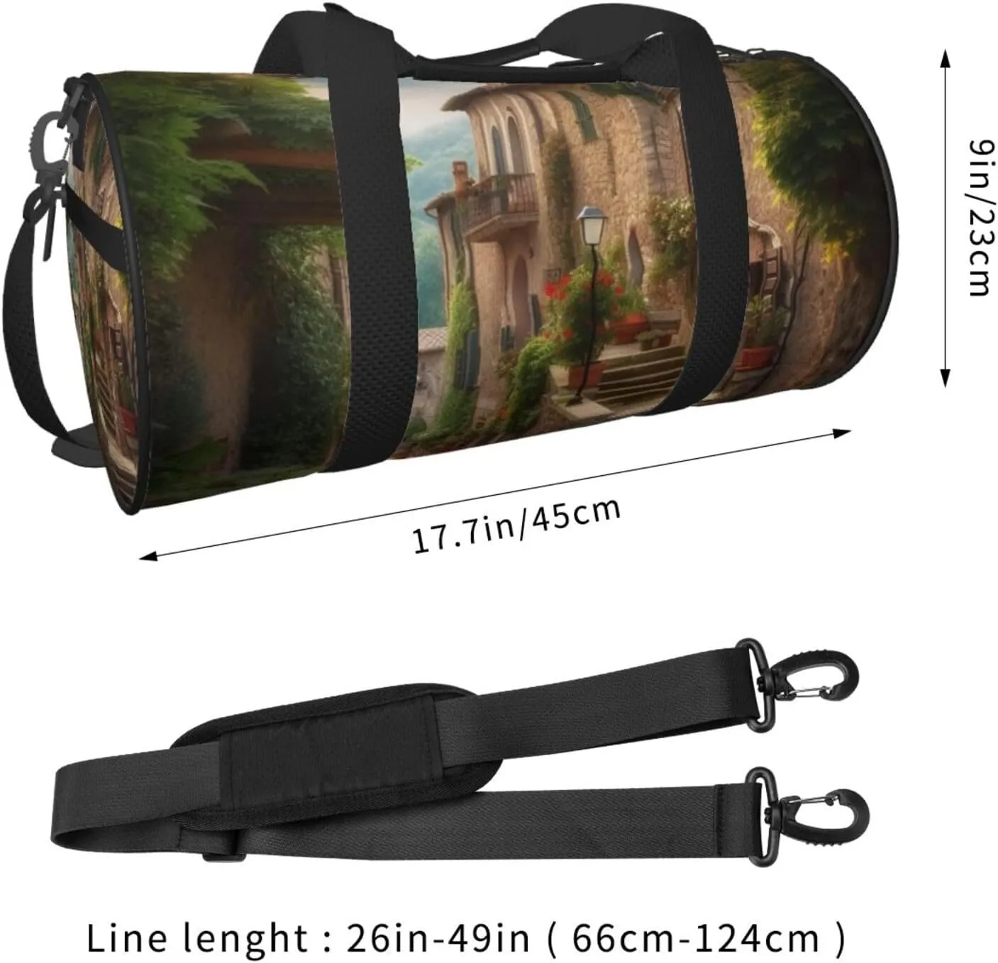 Gym Bags Small Italy Tuscan Duffel Bag Overnight Bag with Shoe Compartment Carryon Bag for Men Women