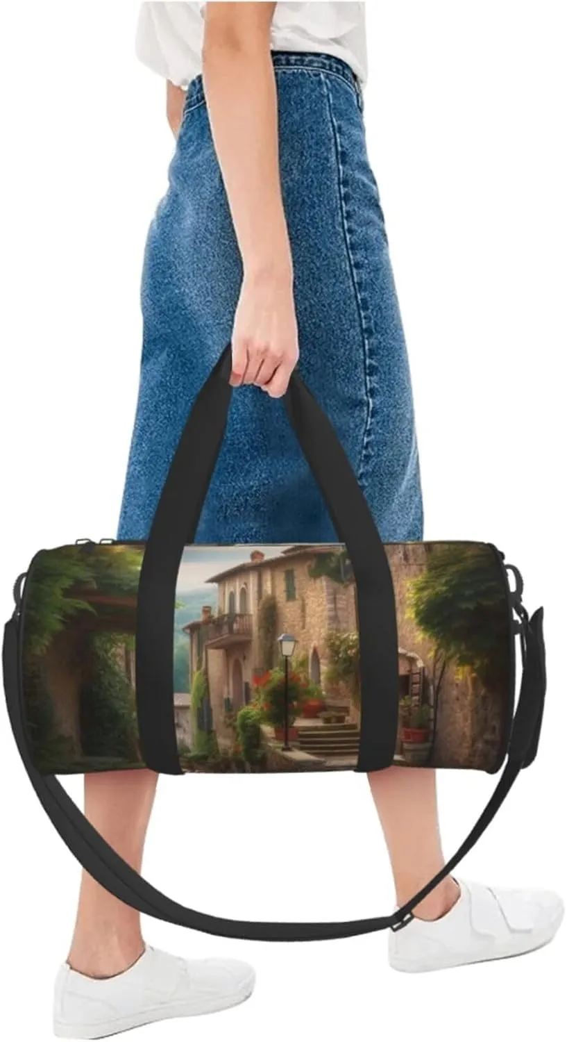 Gym Bags Small Italy Tuscan Duffel Bag Overnight Bag with Shoe Compartment Carryon Bag for Men Women