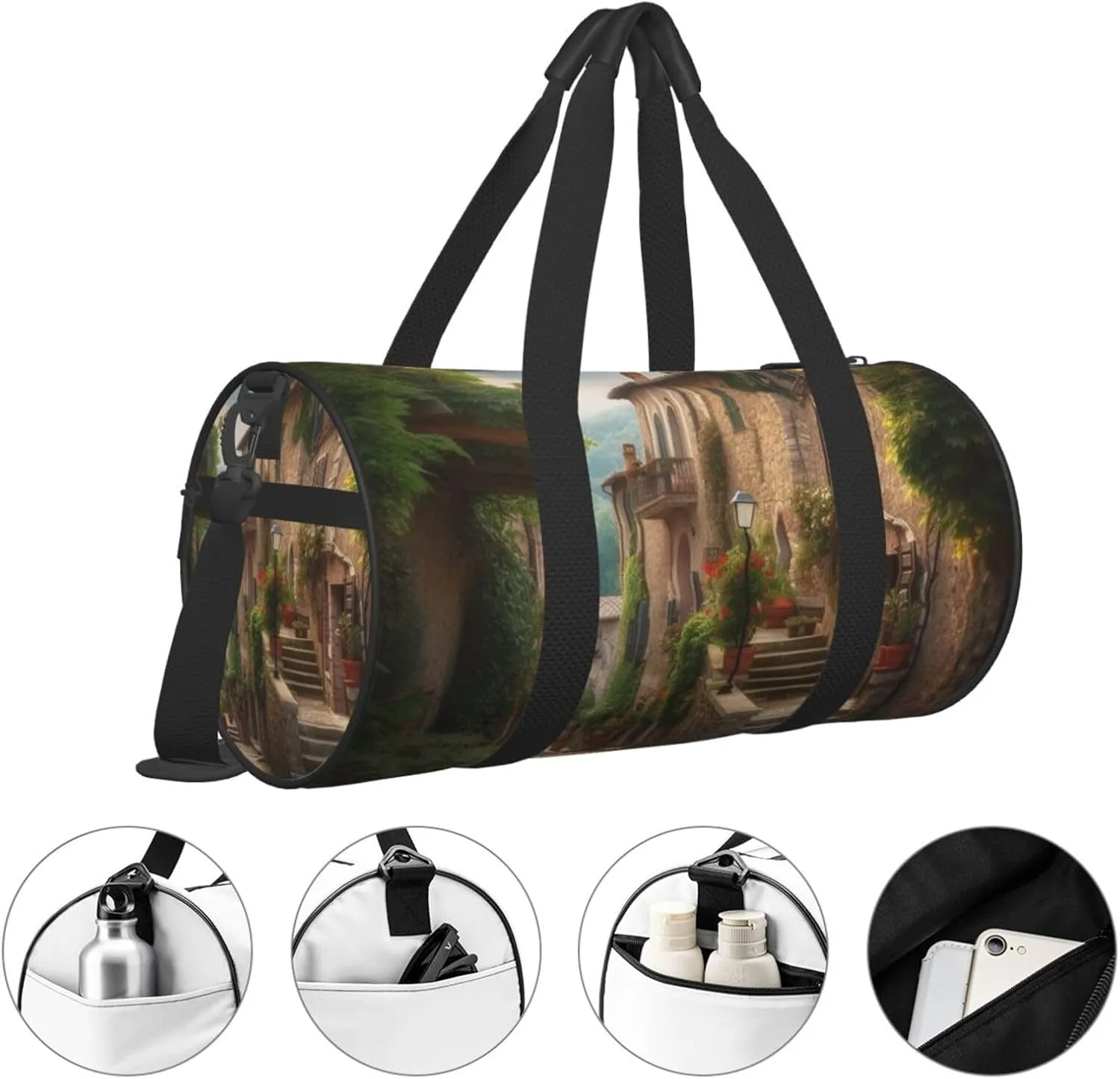 Gym Bags Small Italy Tuscan Duffel Bag Overnight Bag with Shoe Compartment Carryon Bag for Men Women