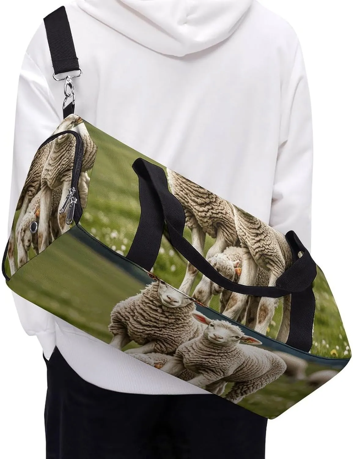 Gym Bags Small Lambs And Sheep Duffel Bag Overnight Bag with Shoe Compartment Carryon Bag for Men Women