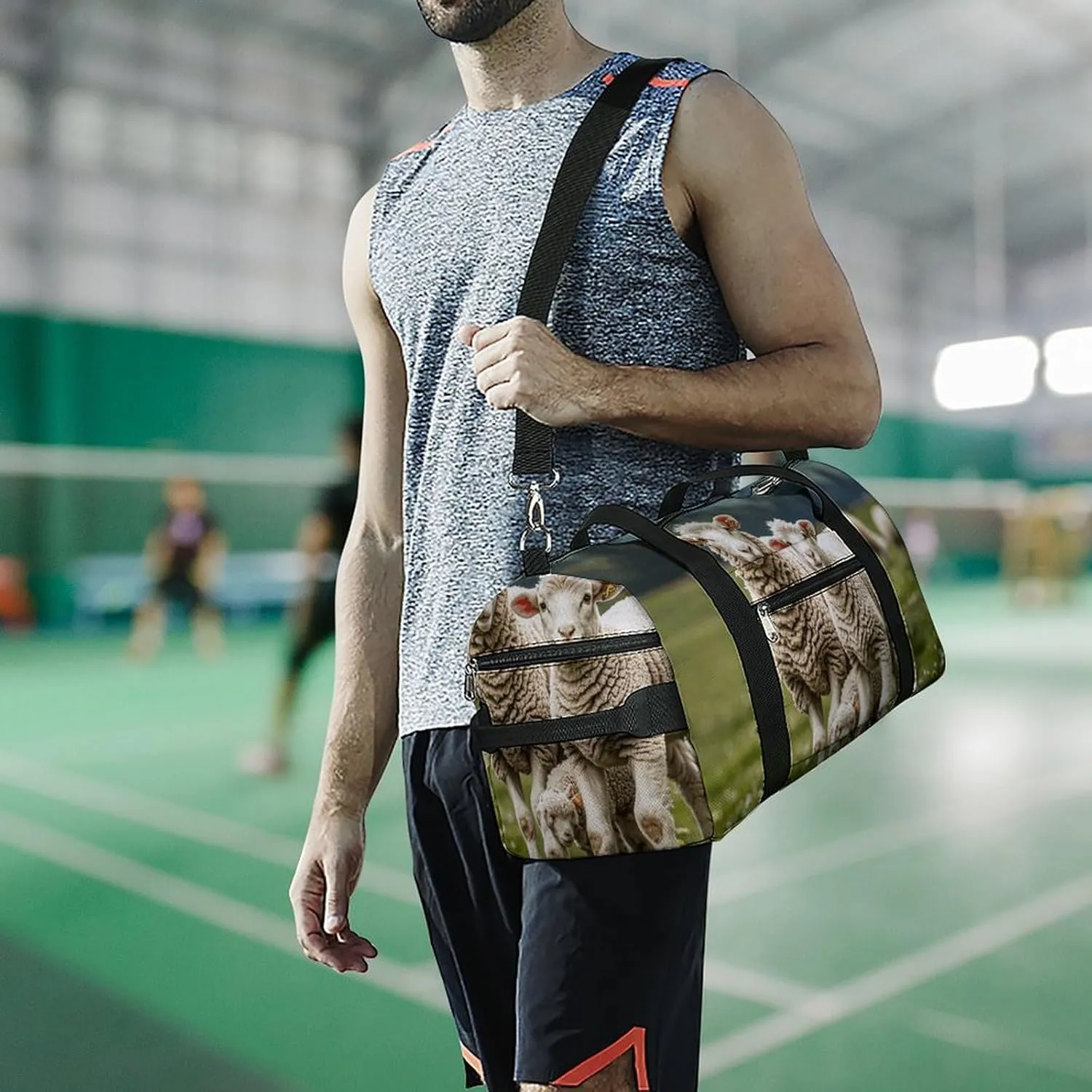Gym Bags Small Lambs And Sheep Duffel Bag Overnight Bag with Shoe Compartment Carryon Bag for Men Women