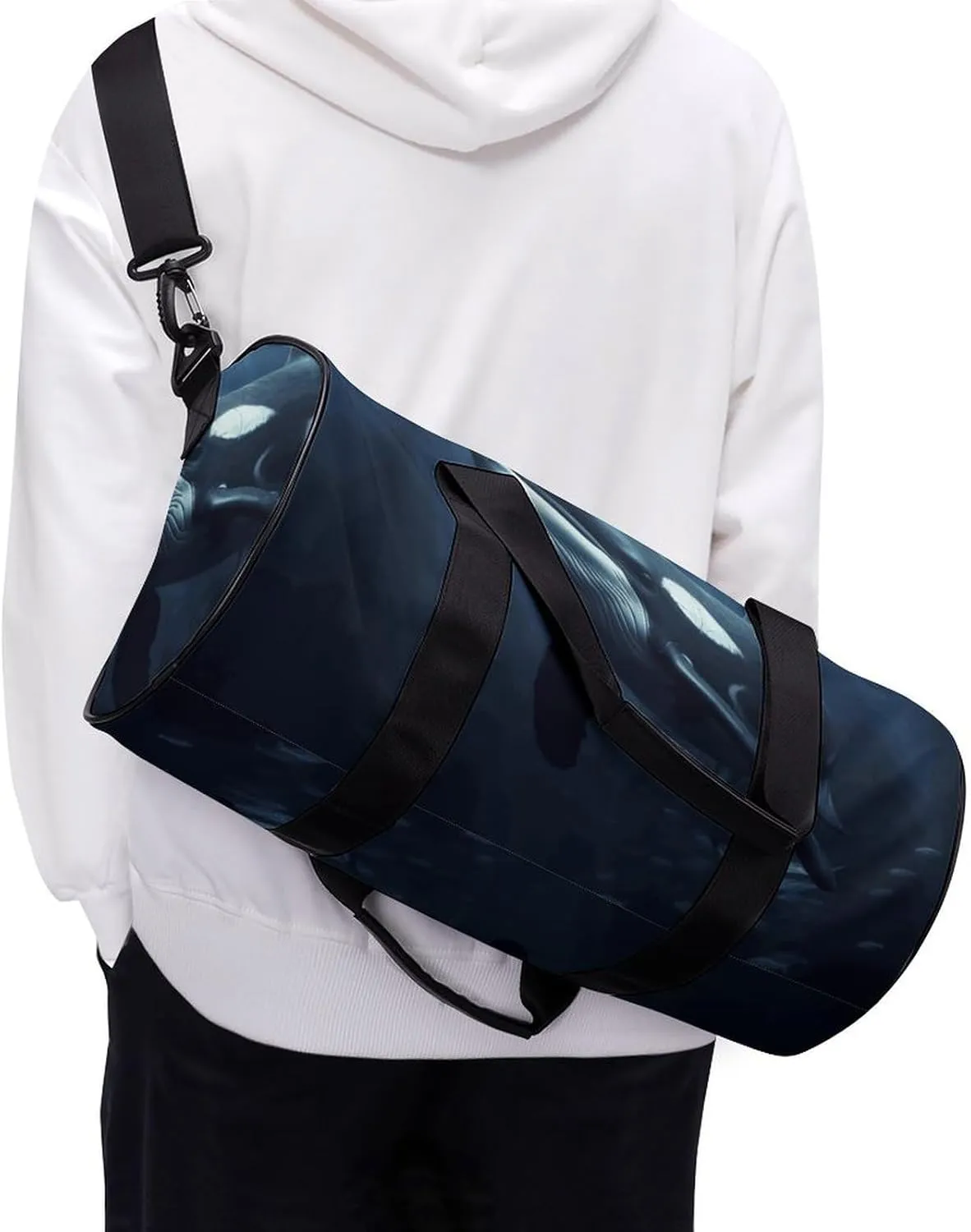 Gym Bags Small Marine Whales Duffel Bag Overnight Bag with Shoe Compartment Carryon Bag for Men Women