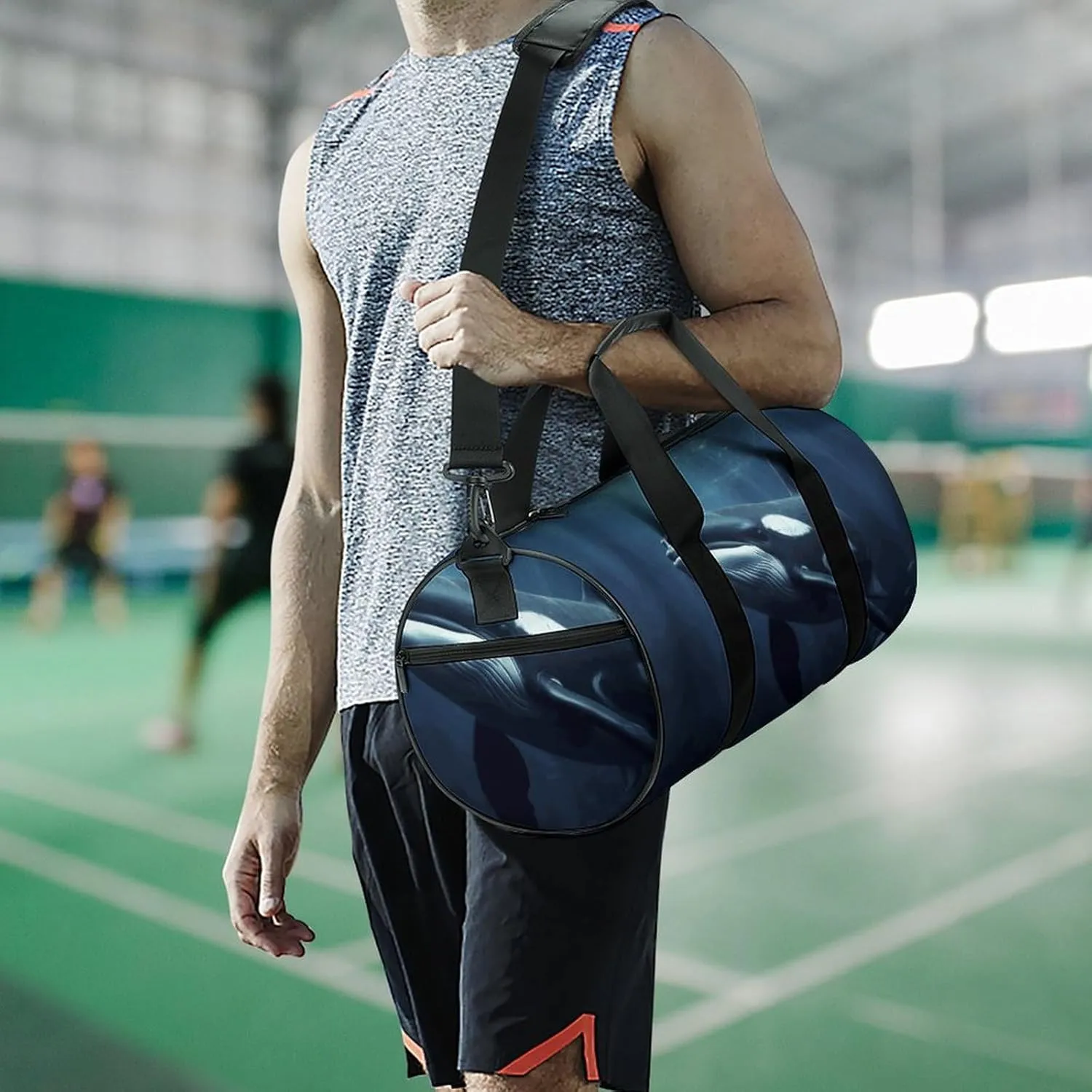 Gym Bags Small Marine Whales Duffel Bag Overnight Bag with Shoe Compartment Carryon Bag for Men Women
