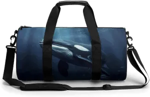Gym Bags Small Marine Whales Duffel Bag Overnight Bag with Shoe Compartment Carryon Bag for Men Women