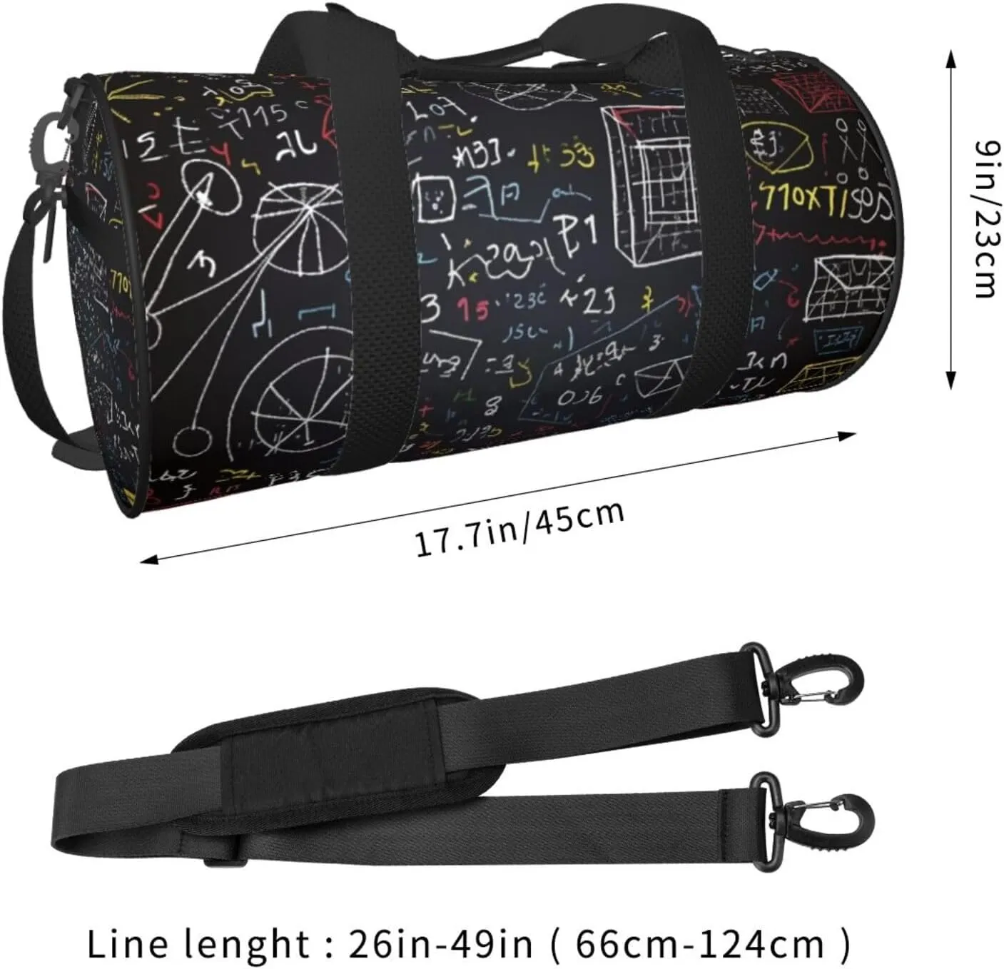Gym Bags Small mathematics and physics Duffel Bag Overnight Bag with Shoe Compartment Carryon Bag for Men Women