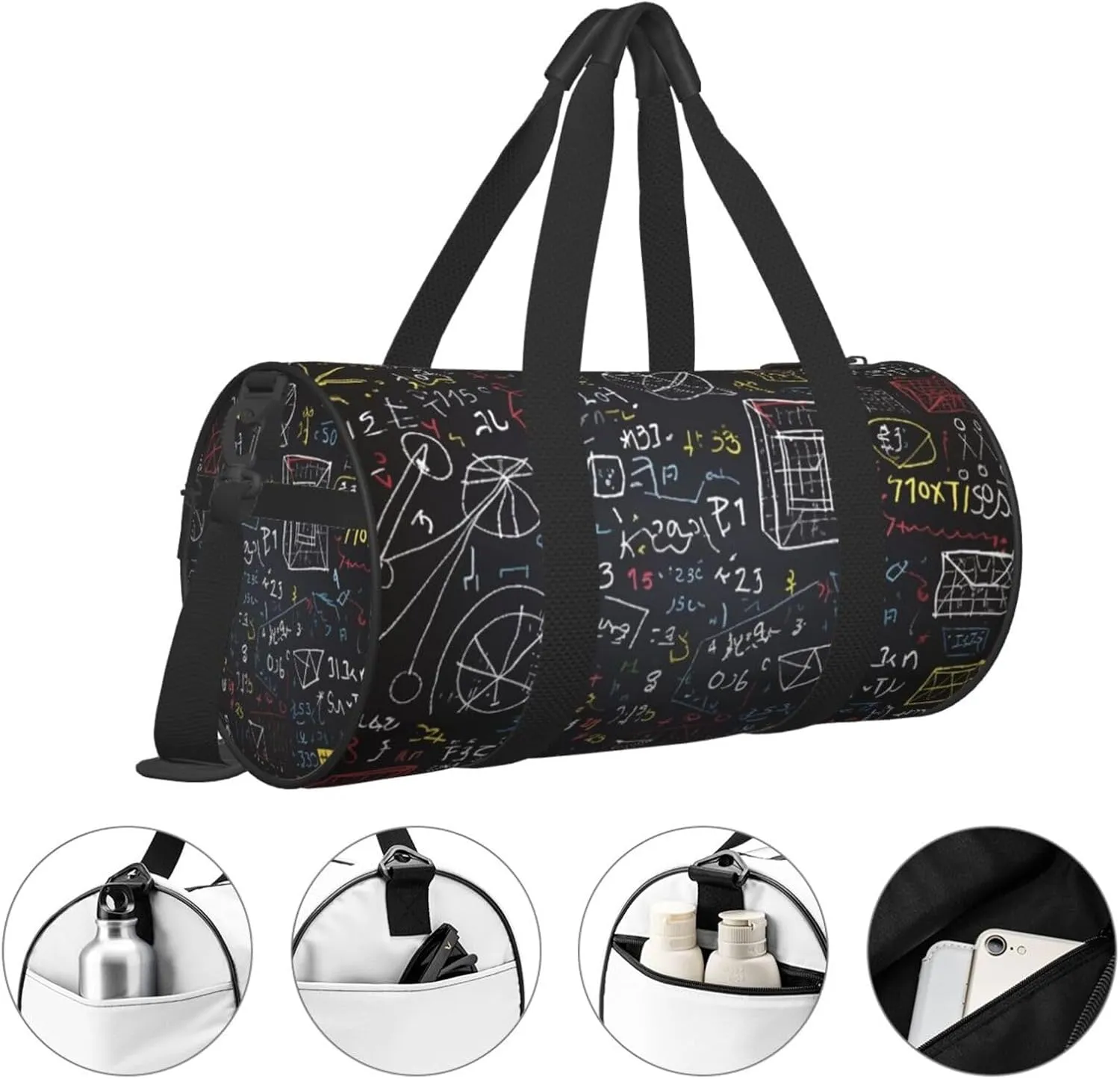 Gym Bags Small mathematics and physics Duffel Bag Overnight Bag with Shoe Compartment Carryon Bag for Men Women