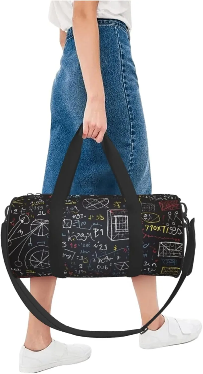 Gym Bags Small mathematics and physics Duffel Bag Overnight Bag with Shoe Compartment Carryon Bag for Men Women