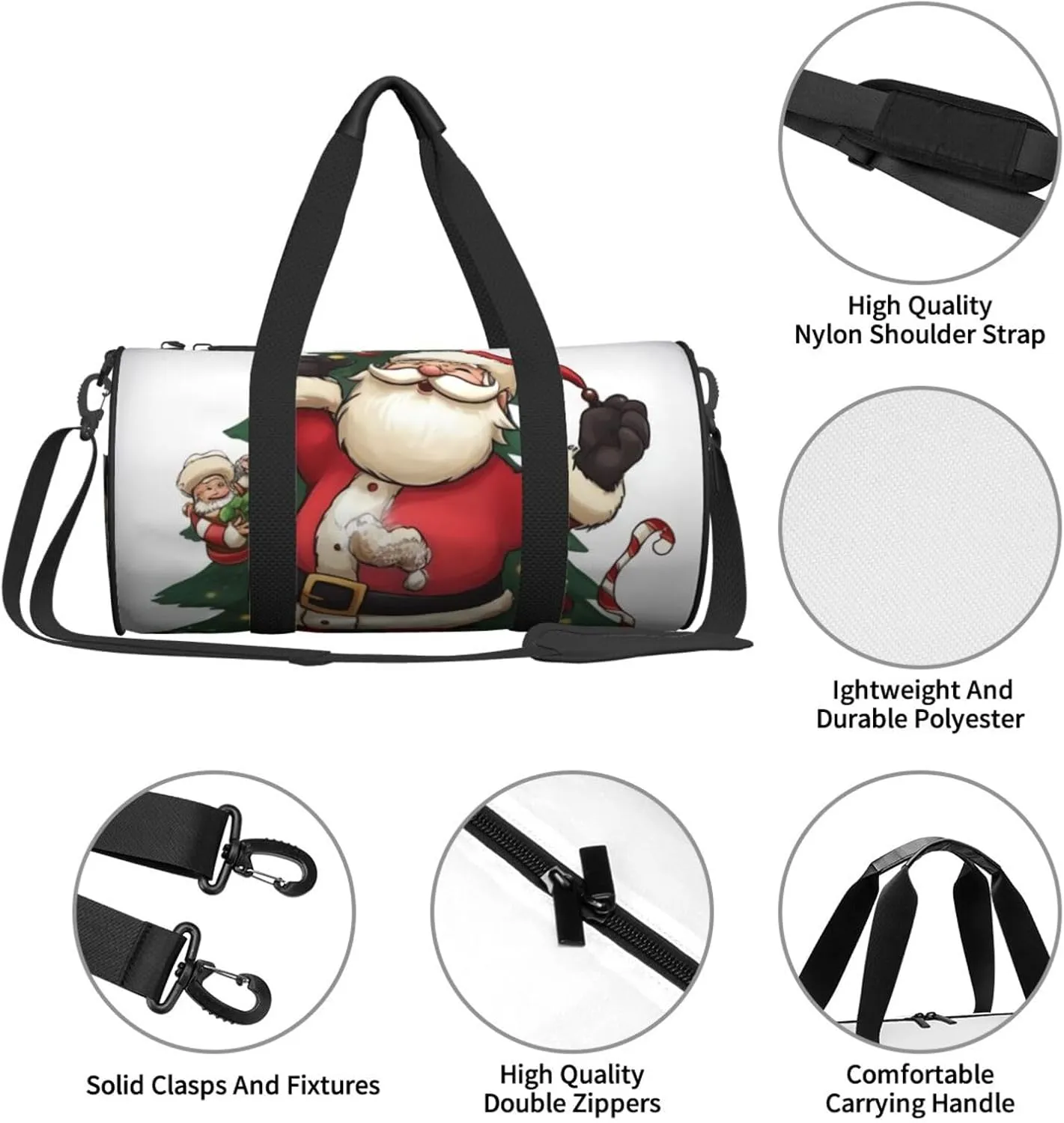 Gym Bags Small Merry Christmas Duffel Bag Overnight Bag with Shoe Compartment Carryon Bag for Men Women