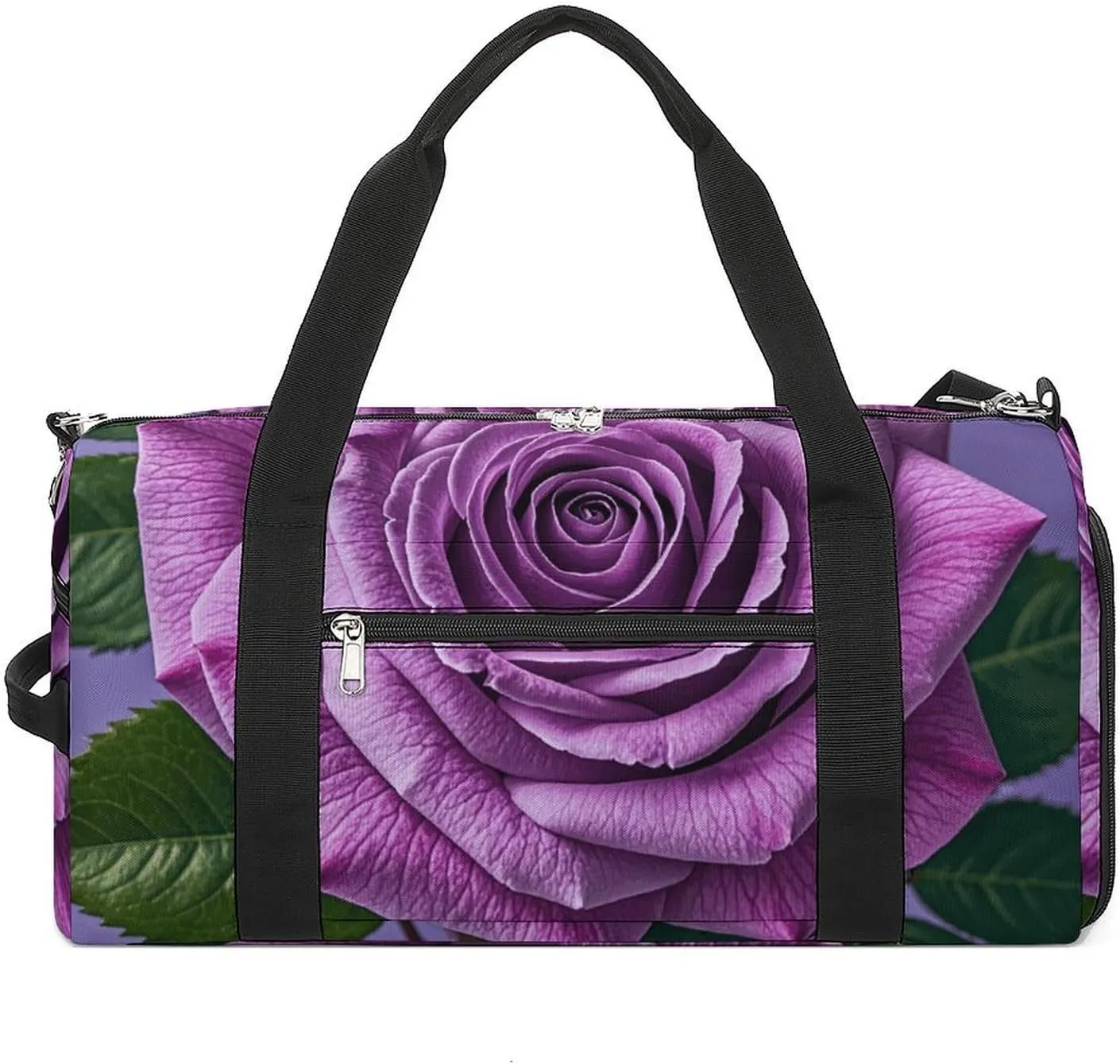 Gym Bags Small Purple Rose Duffel Bag Overnight Bag with Shoe Compartment Carryon Bag for Men Women