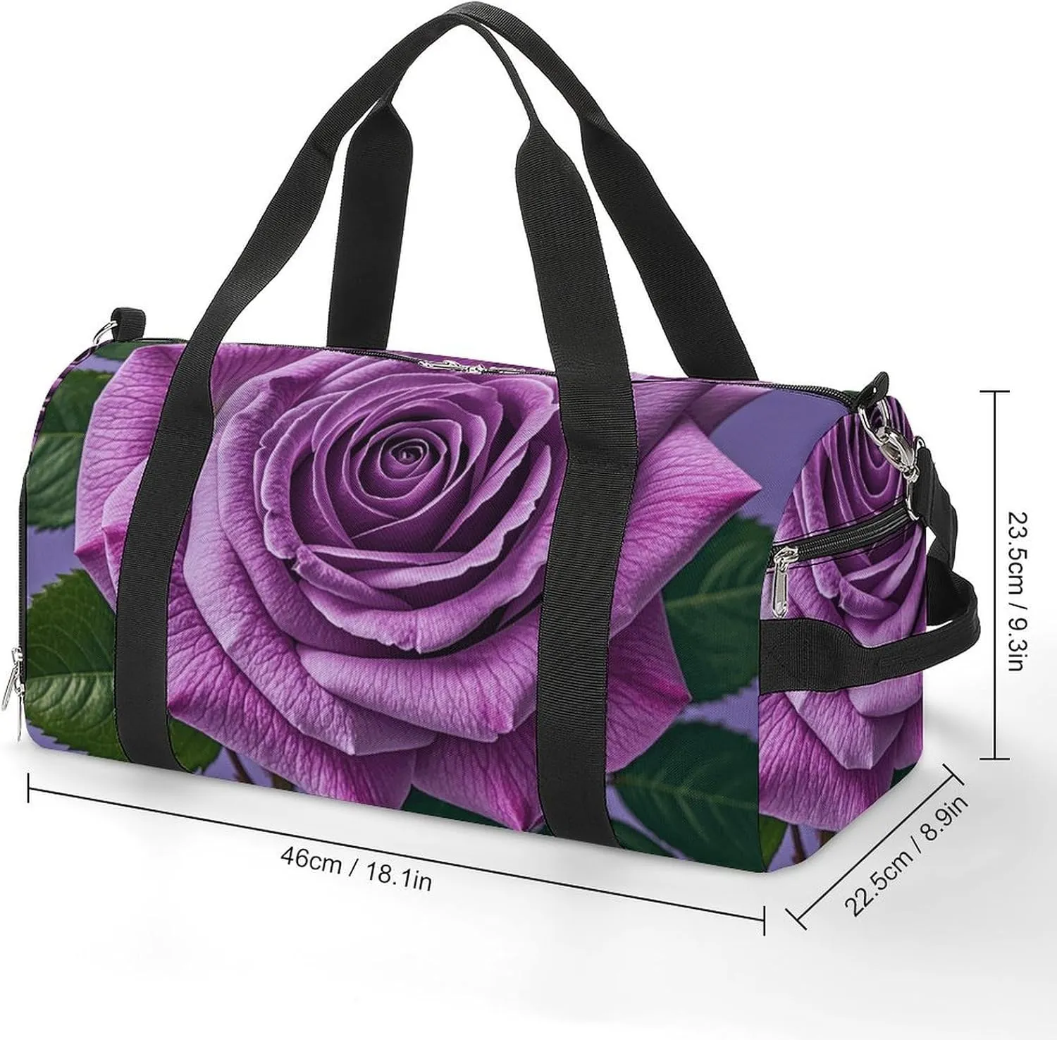 Gym Bags Small Purple Rose Duffel Bag Overnight Bag with Shoe Compartment Carryon Bag for Men Women