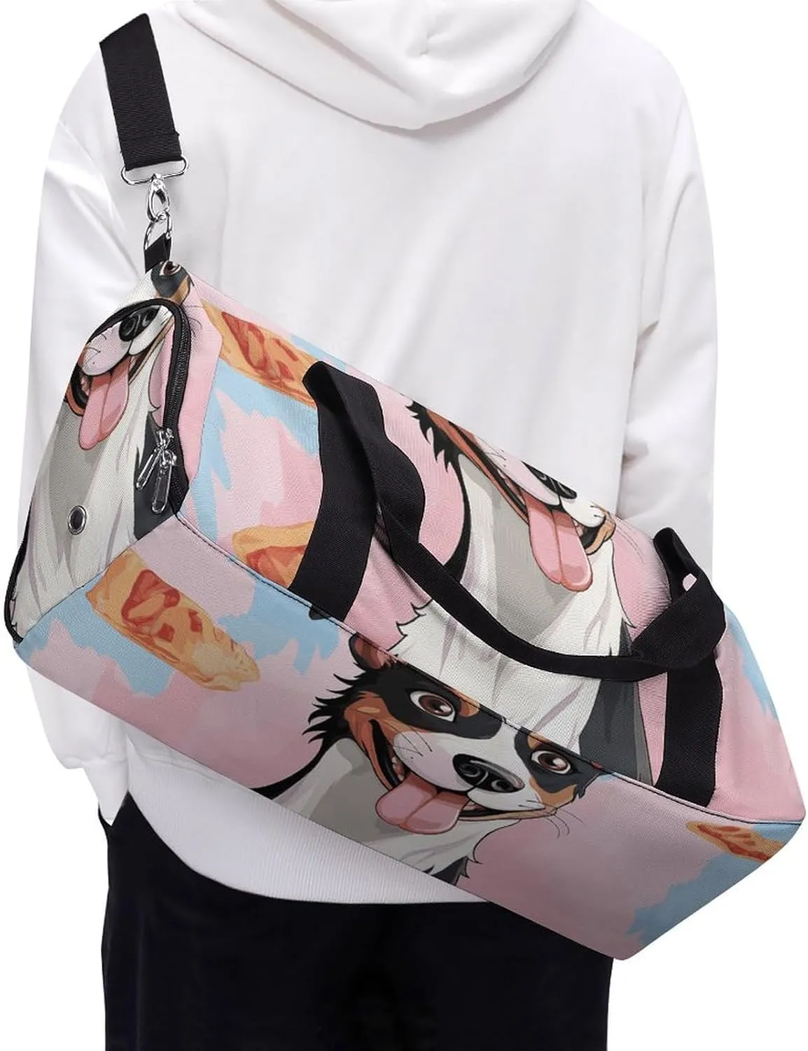 Gym Bags Small Rat Terrier Dog Duffel Bag Overnight Bag with Shoe Compartment Carryon Bag for Men Women