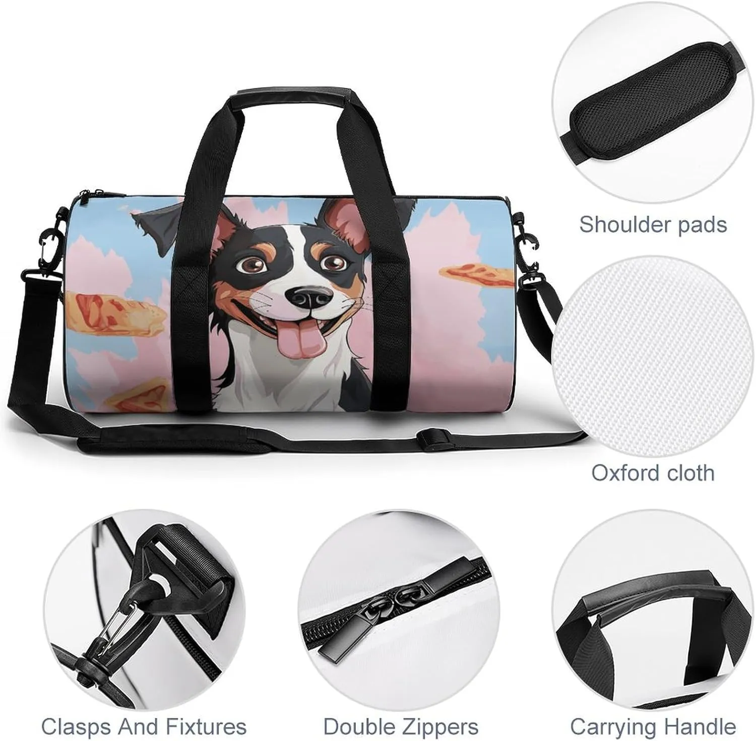 Gym Bags Small Rat Terrier Dog Duffel Bag Overnight Bag with Shoe Compartment Carryon Bag for Men Women